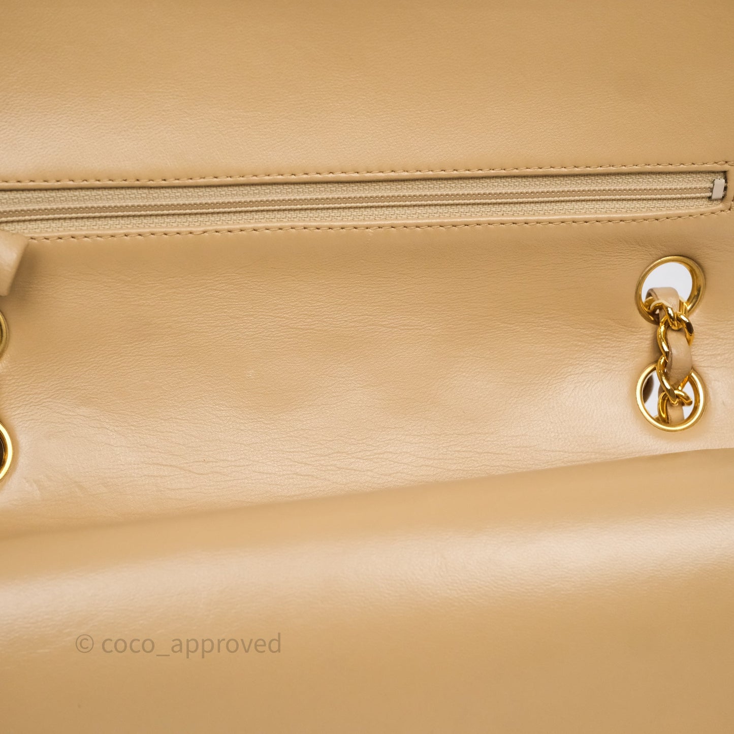 Chanel Vintage Medium Classic Flap Beige Lambskin 24K Gold Hardware