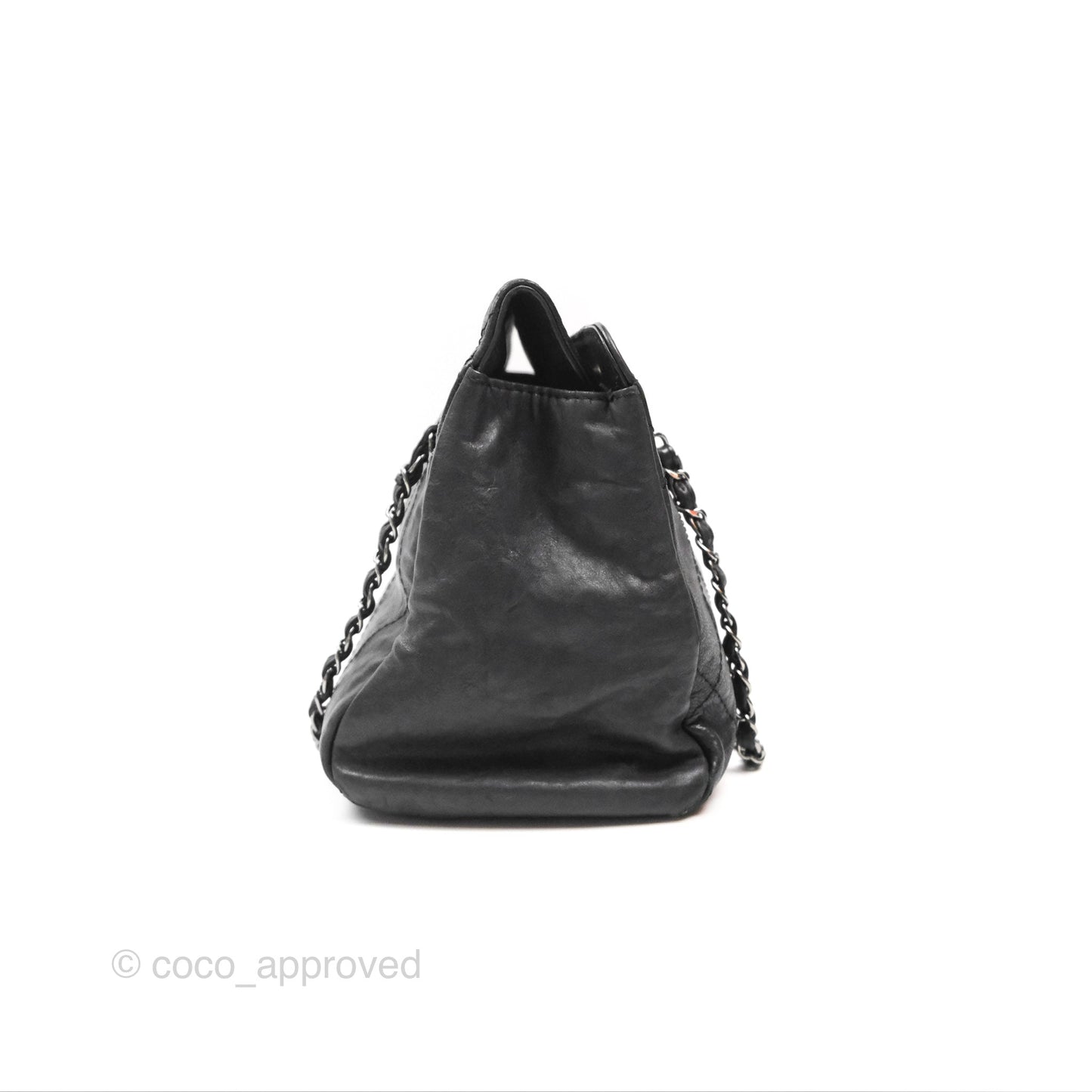 Chanel Large Hamptons Shopping Tote Black Washed Calfskin