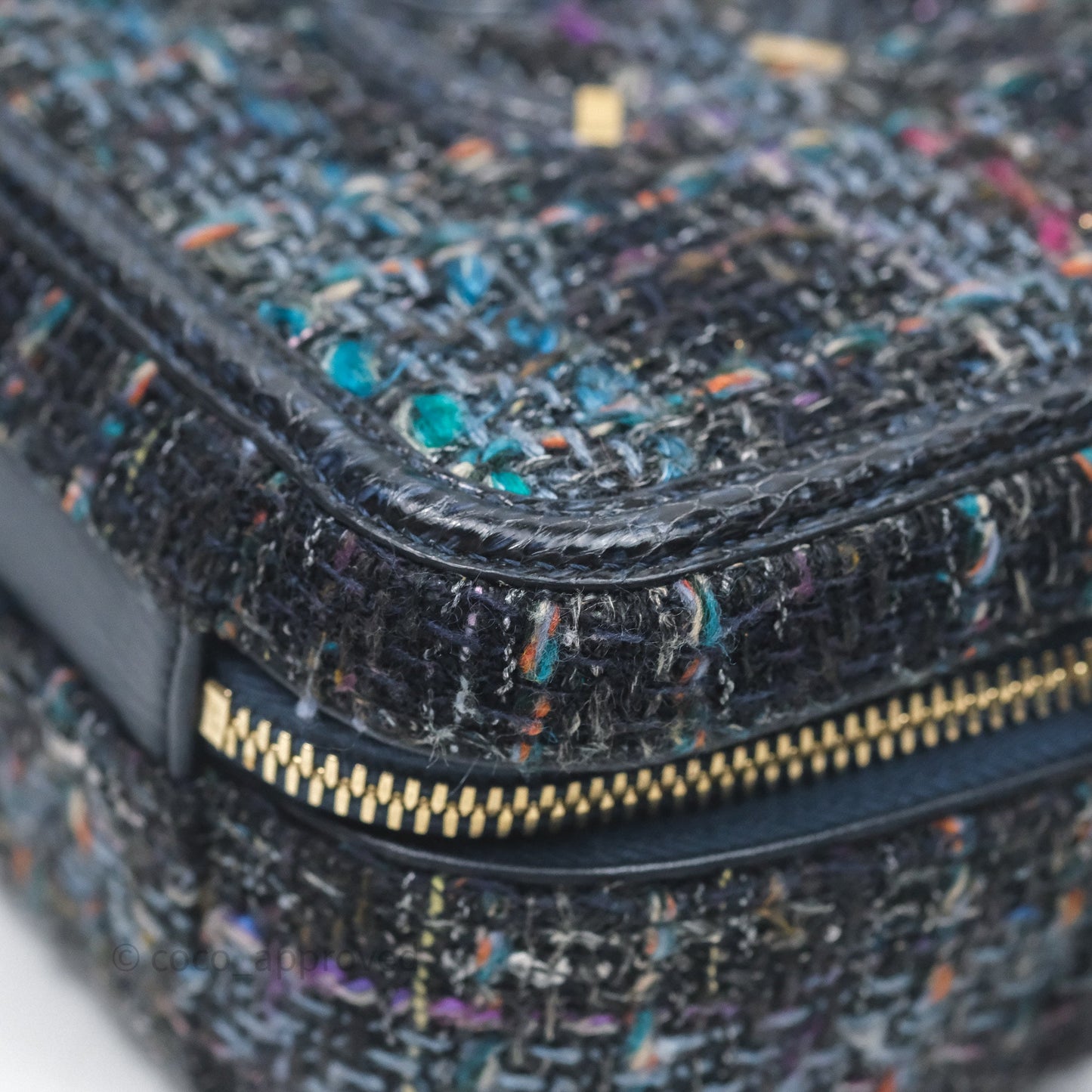 Chanel Medium CC Filigree Vanity Case Navy Tweed Python