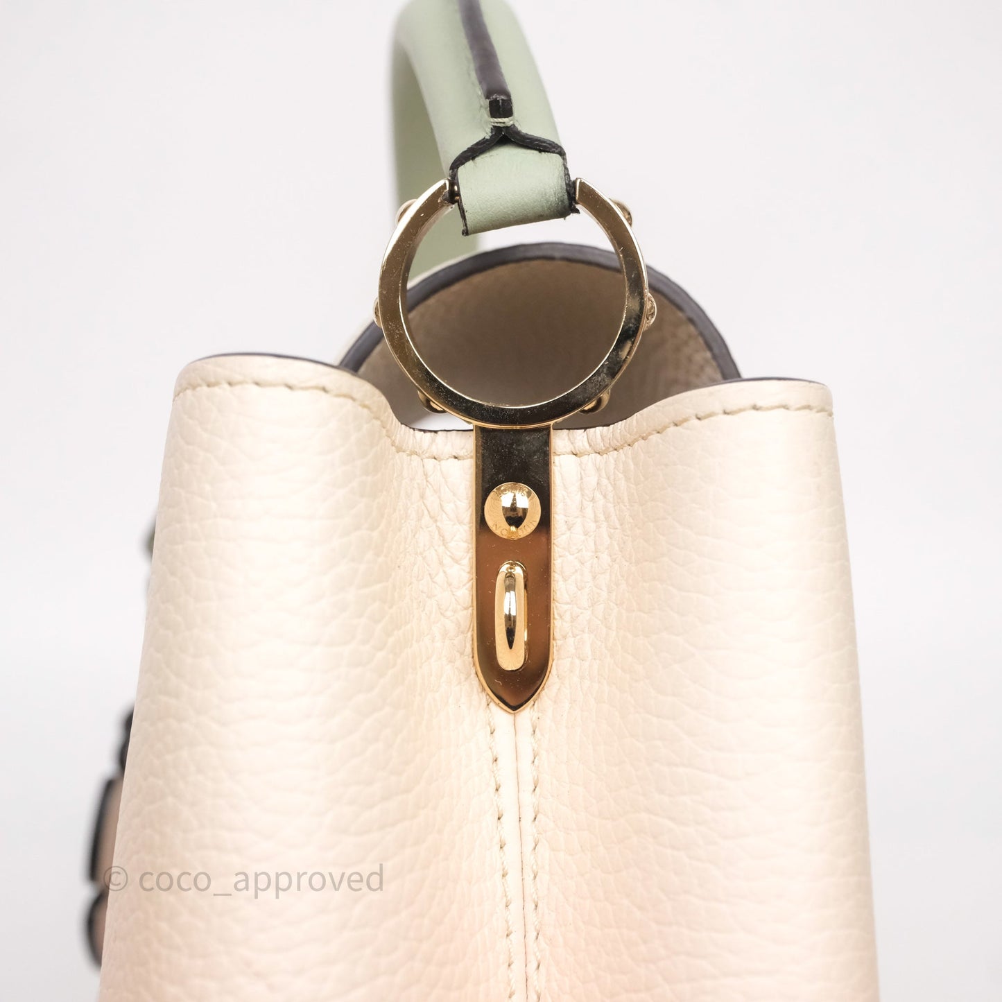 Louis Vuitton Capucines BB Creme Rose Jade Taurillon Leather Gold Hardware