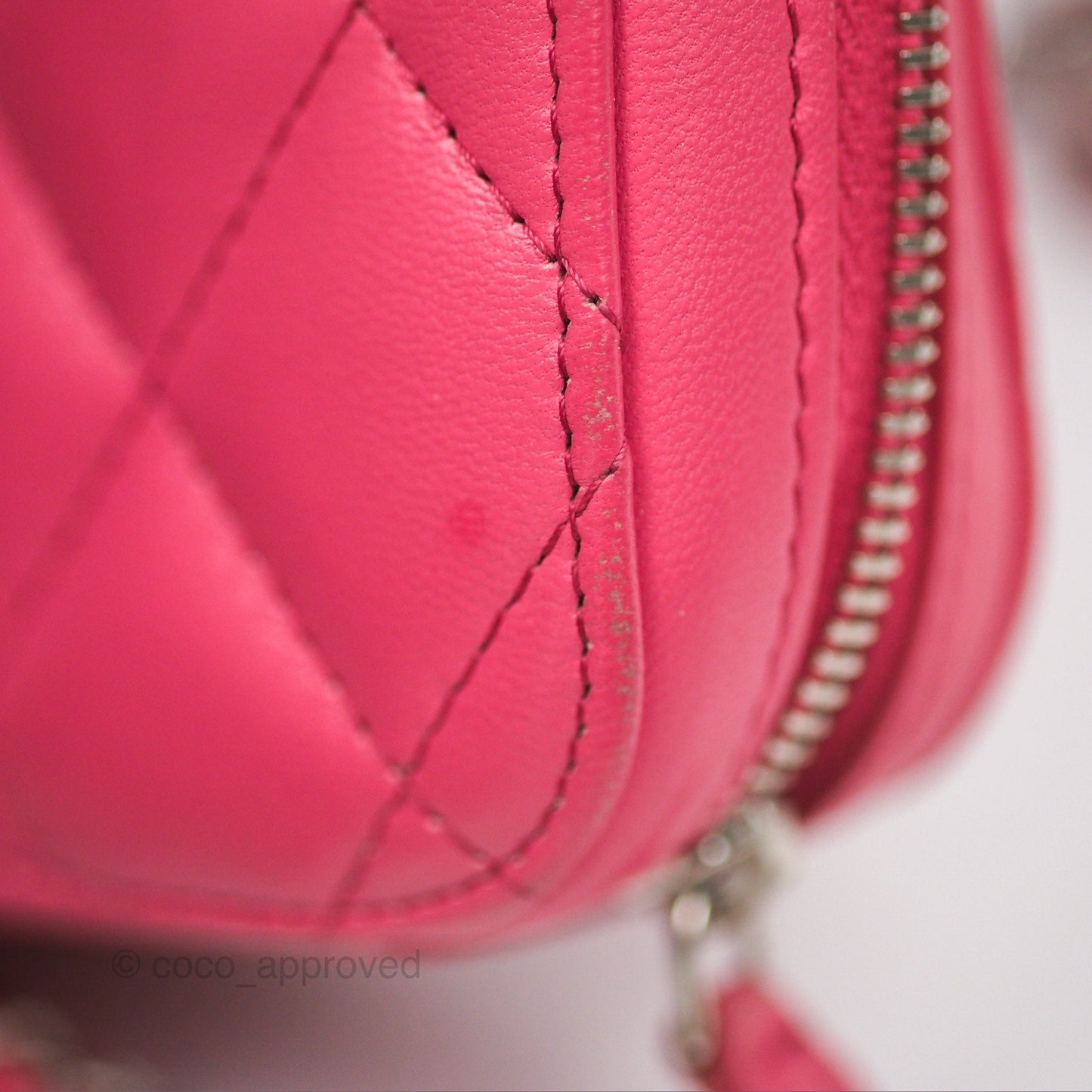 Chanel Quilted Phone Holder Pink Lambskin Silver Hardware