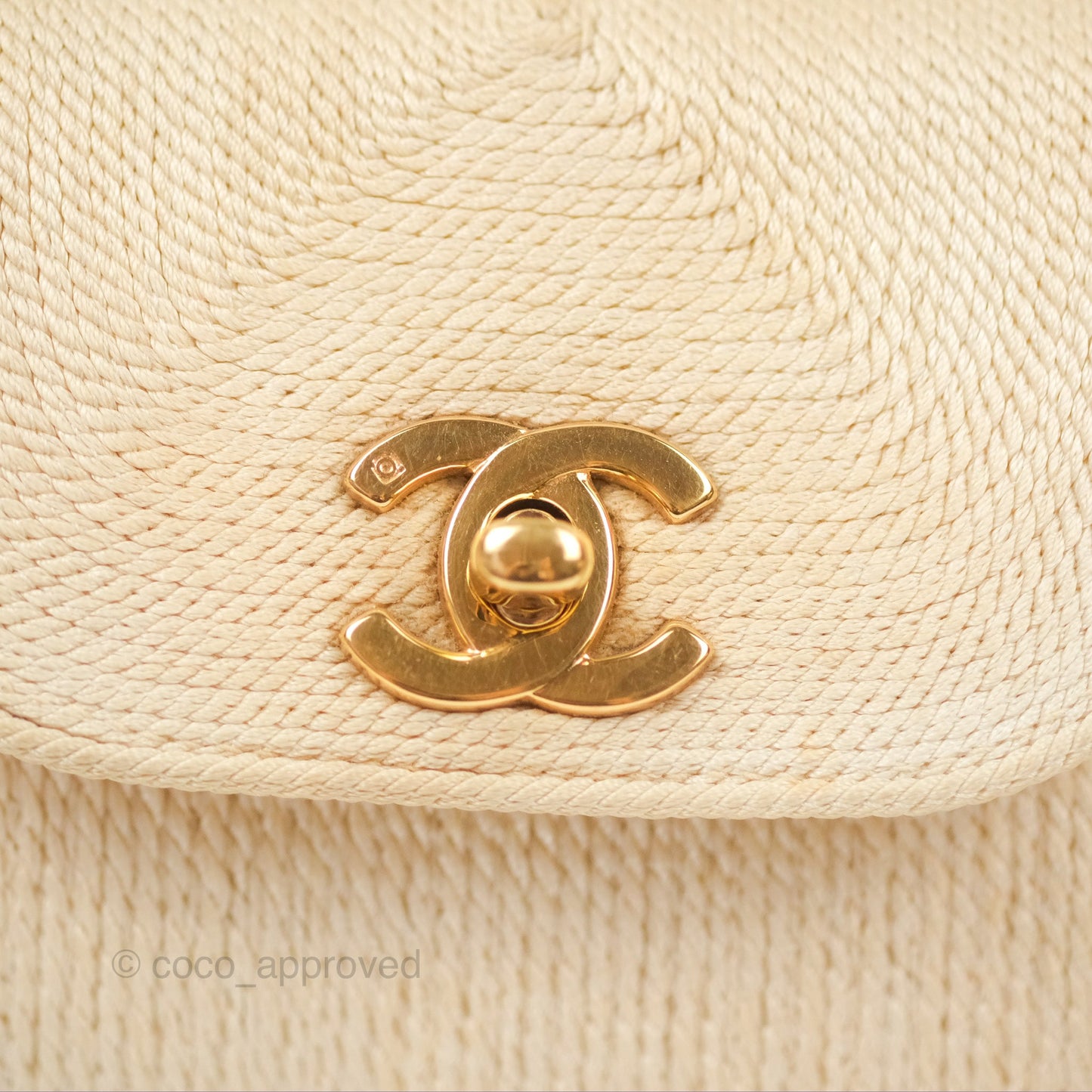 Chanel Vintage Mini Kelly Silk Rope Braided Cream Beige 24K Gold Hardware