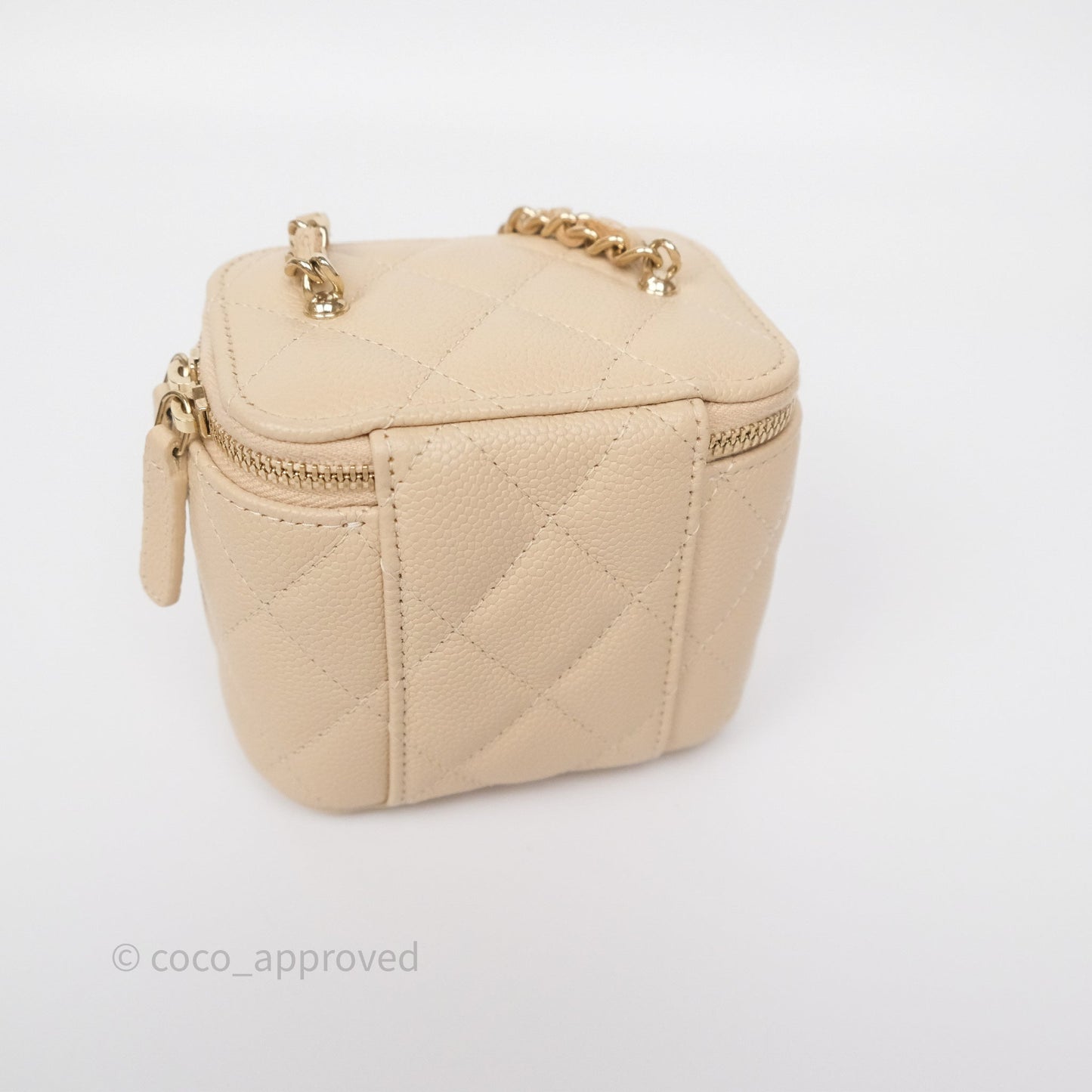 Chanel Mini Vanity With CC Chain Beige Caviar Gold Hardware