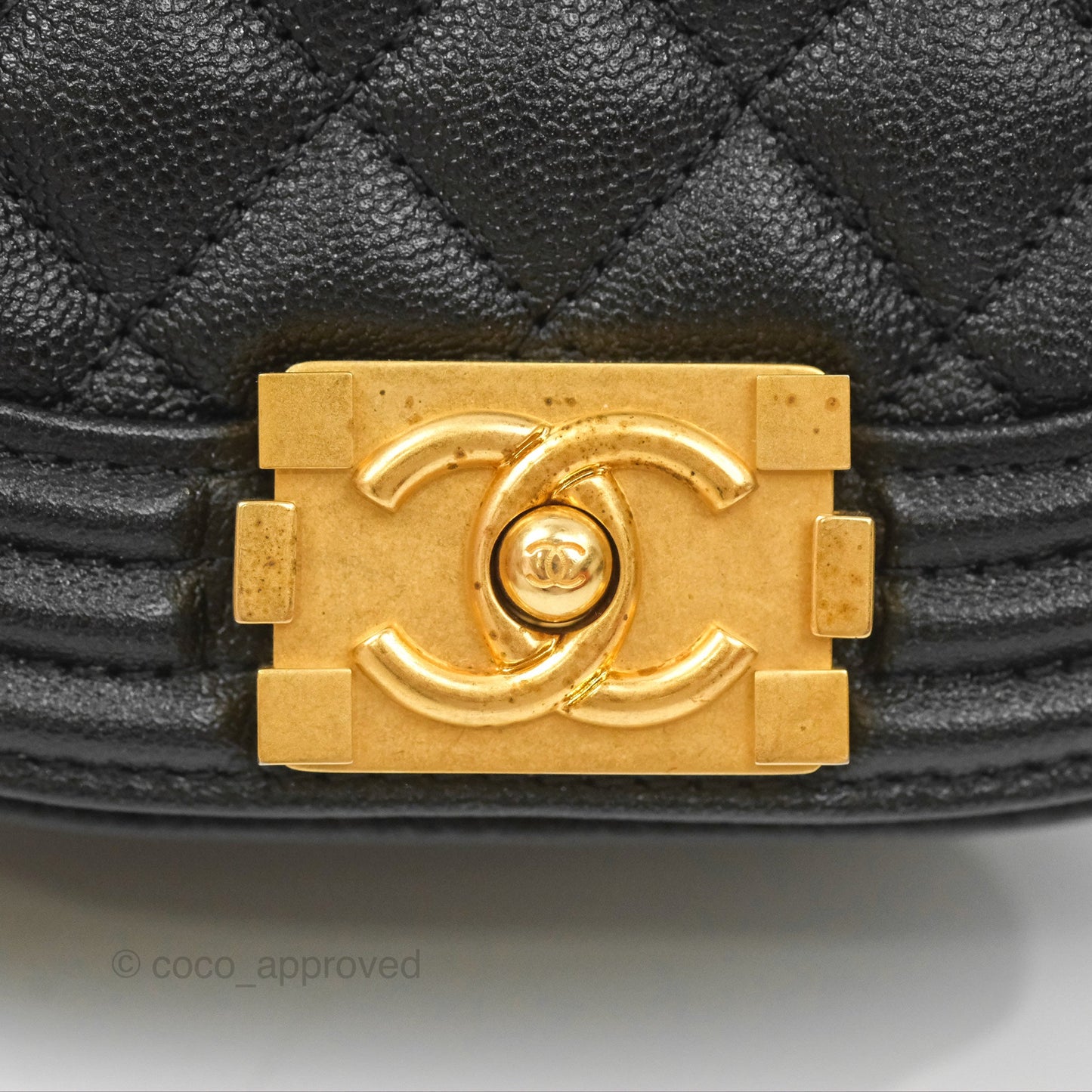 Chanel Boy Messenger Bag Black Caviar Aged Gold Hardware