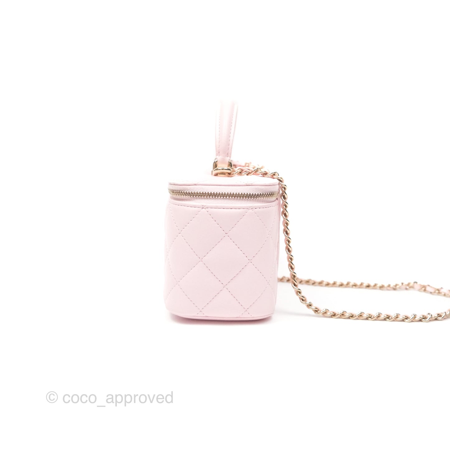 Chanel Vanity Rectangular Top Handle Light Pink Lambskin Gold Hardware