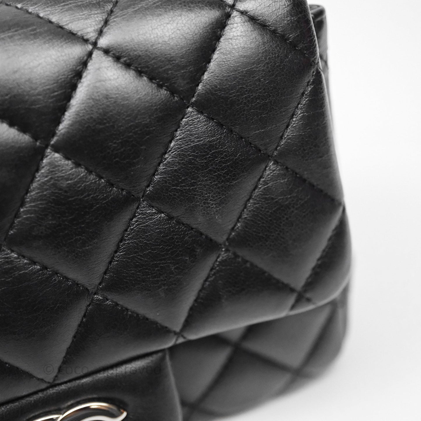 Chanel Mini Square Quilted Black Lambskin Silver Hardware