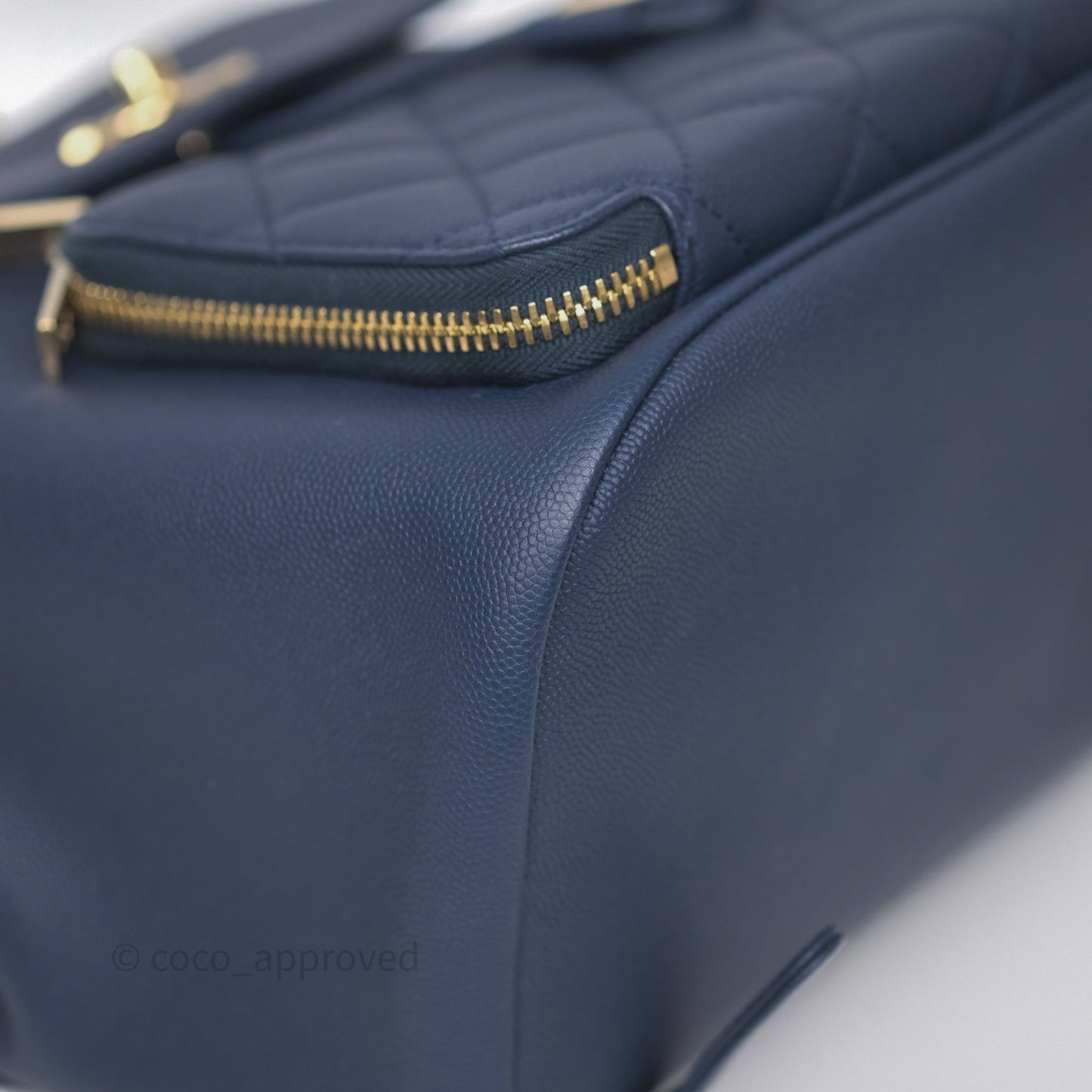 Chanel Quilted Business Affinity Backpack Navy Caviar Gold Hardware