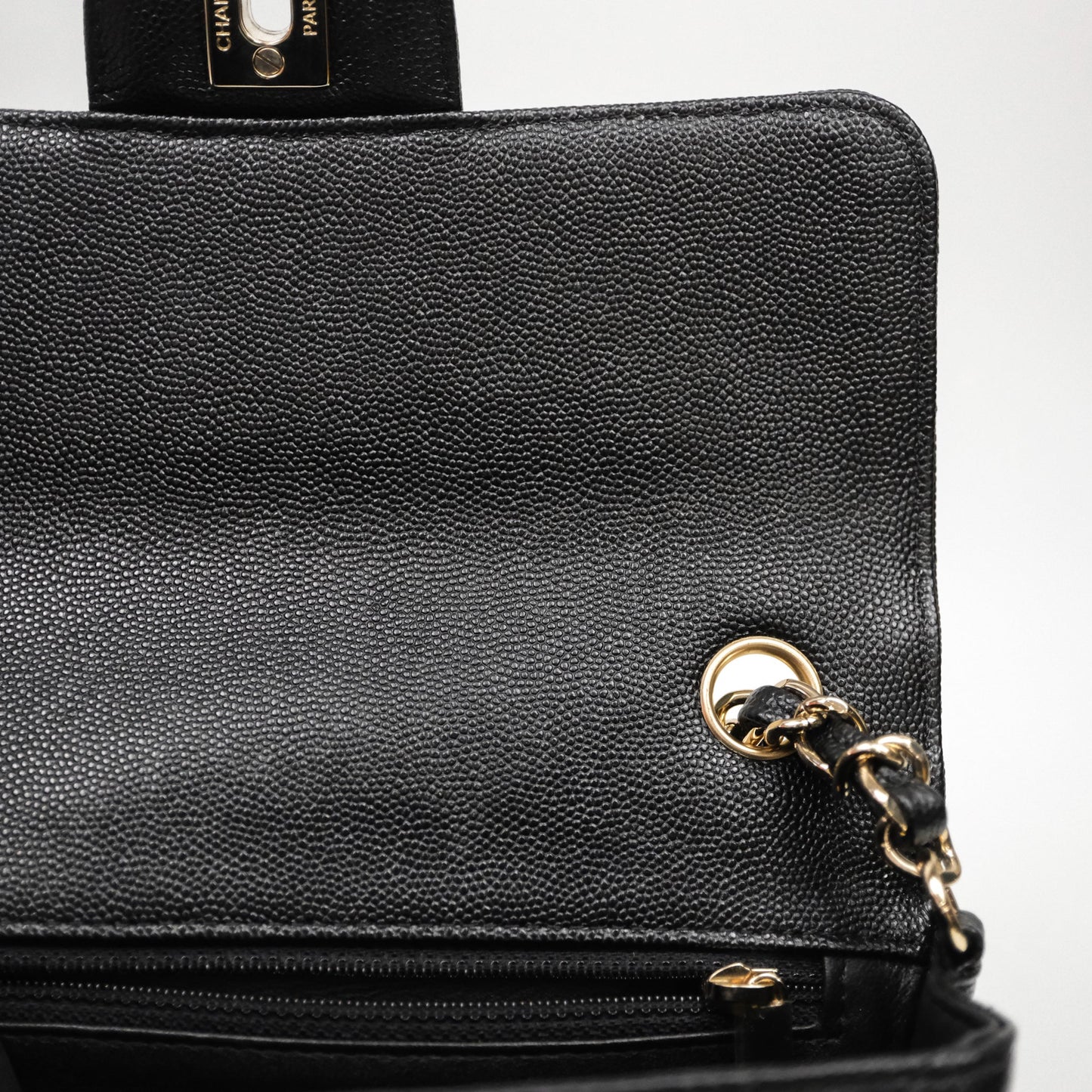 Chanel Quilted Mini Rectangular Black Caviar Gold Hardware