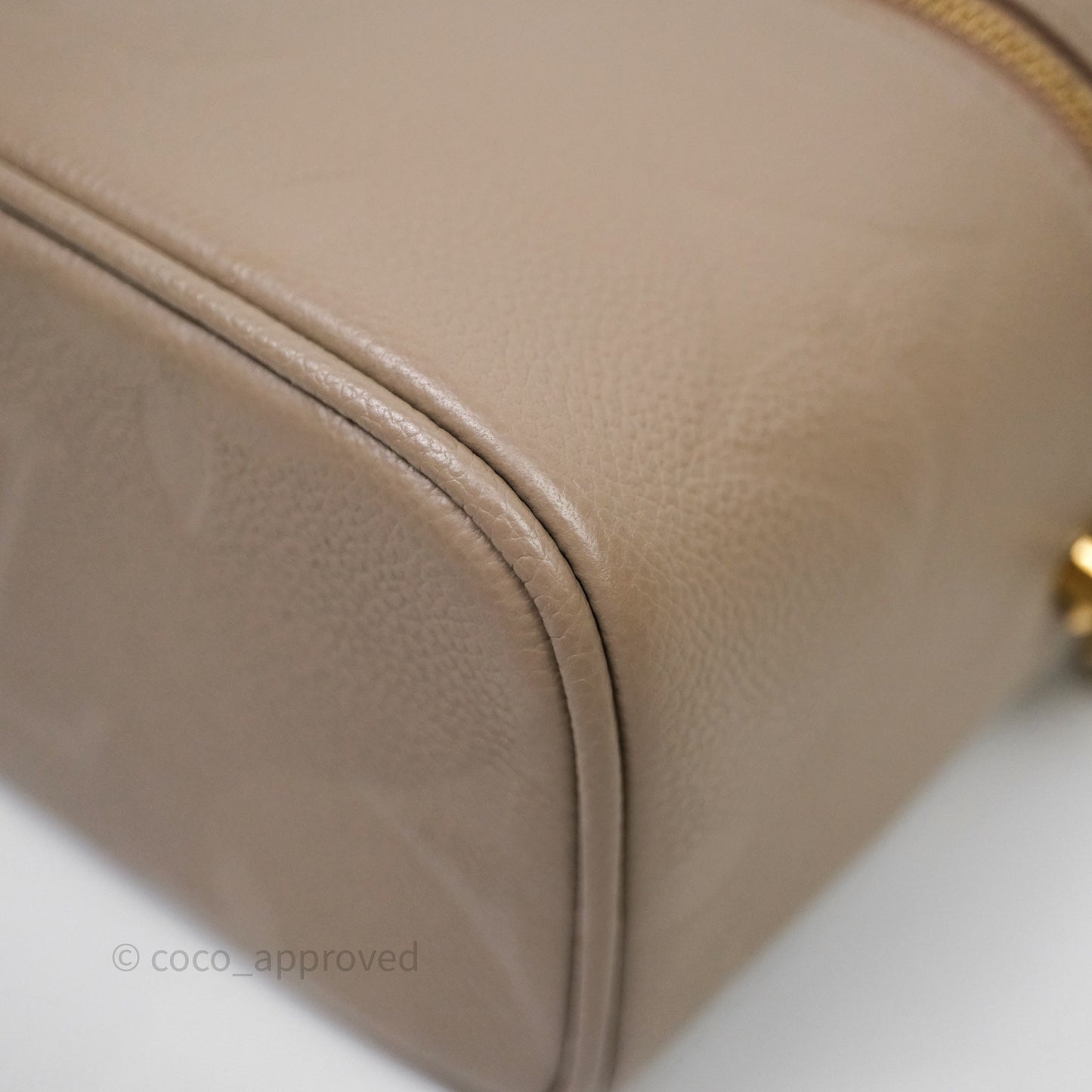 Louis Vuitton Monogram Empreinte Tourterelle Vanity PM Beige Gold Hardware