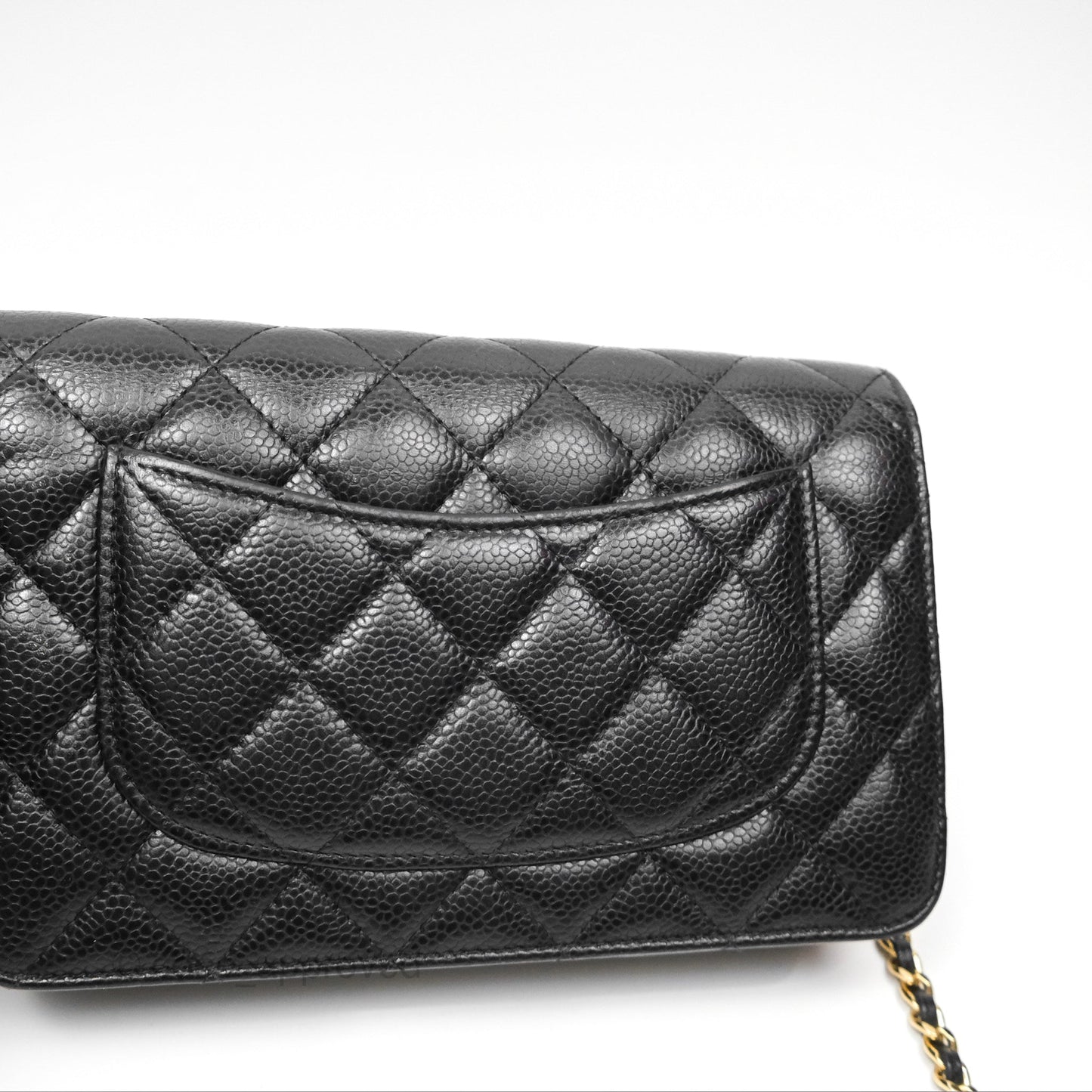 Chanel Classic Quilted Wallet On Chain WOC Black Caviar Gold Hardware