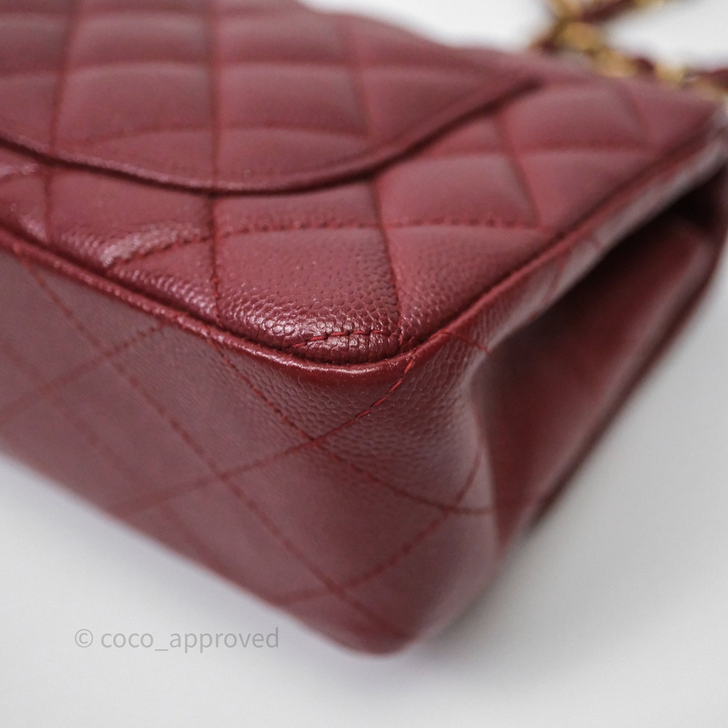 Chanel Classic Quilted Mini Rectangular Flap Burgundy Caviar Aged Gold Hardware