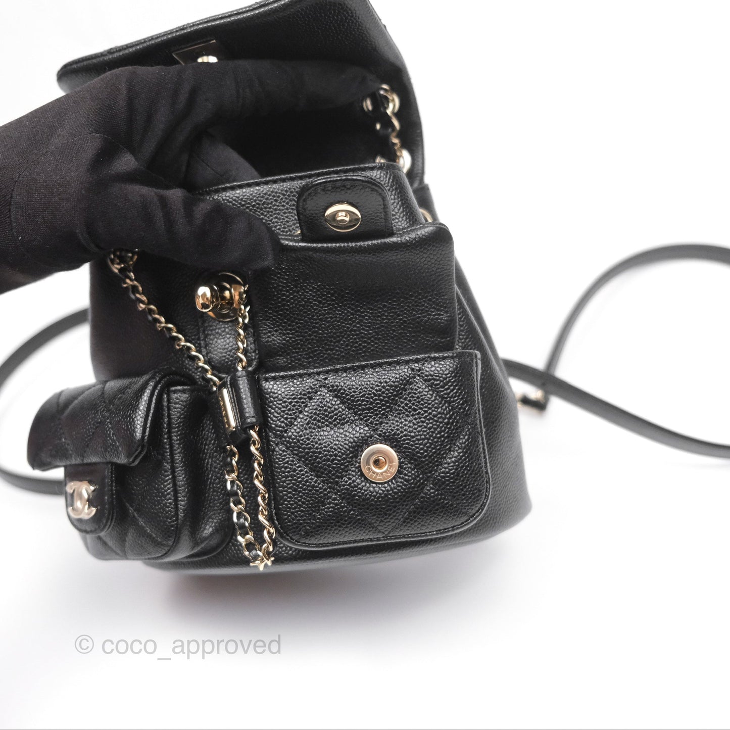 Chanel Duma Backpack Small Black Caviar Gold Hardware