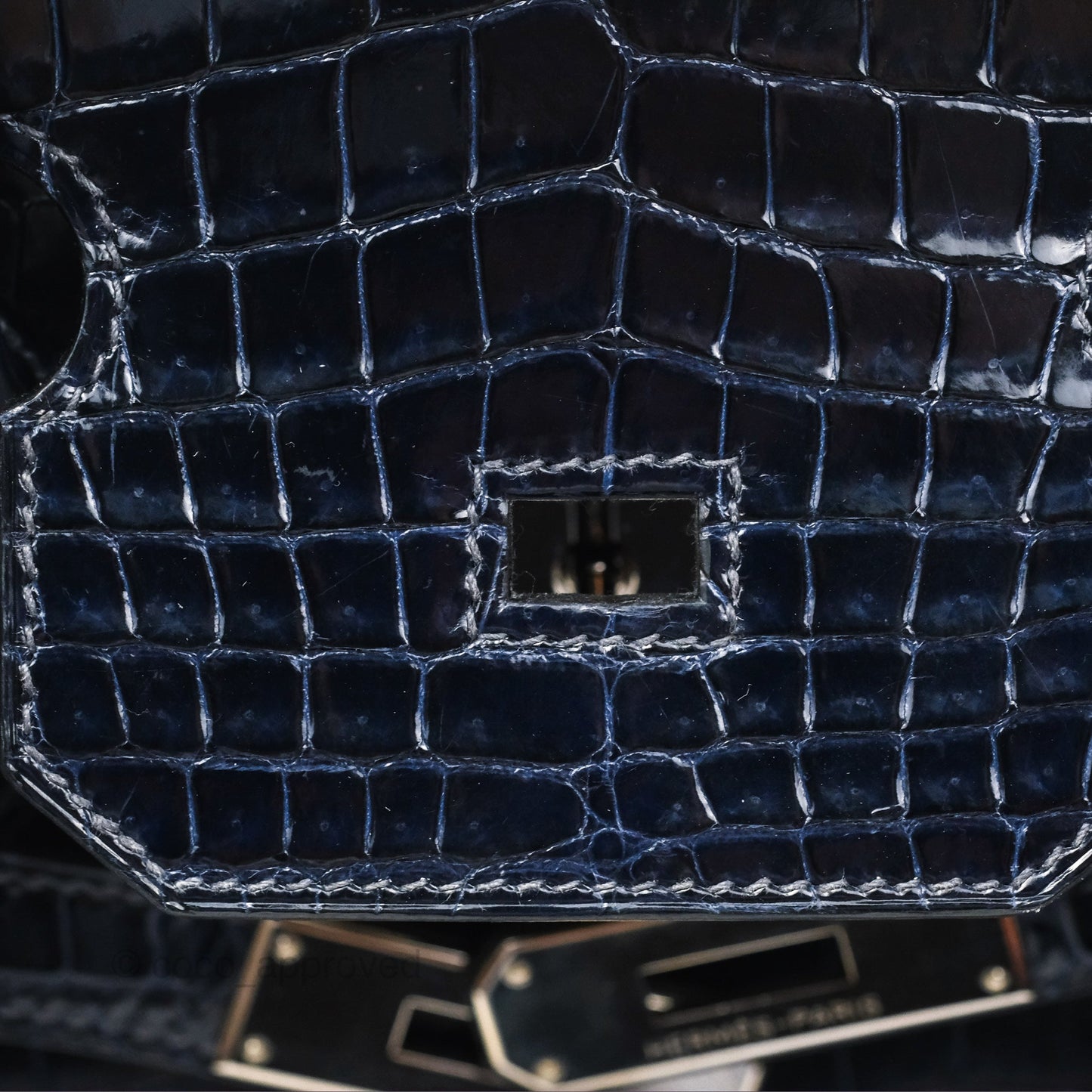 Hermès Birkin 35 Porosus Marine 78 Palladium Hardware