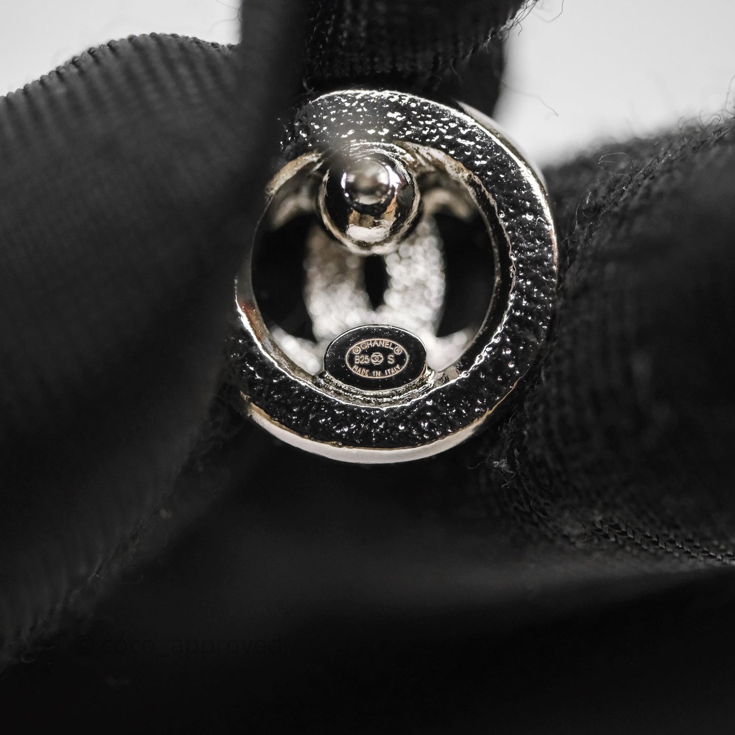 Chanel CC Crystals Round Earrings Silver Tone 25S