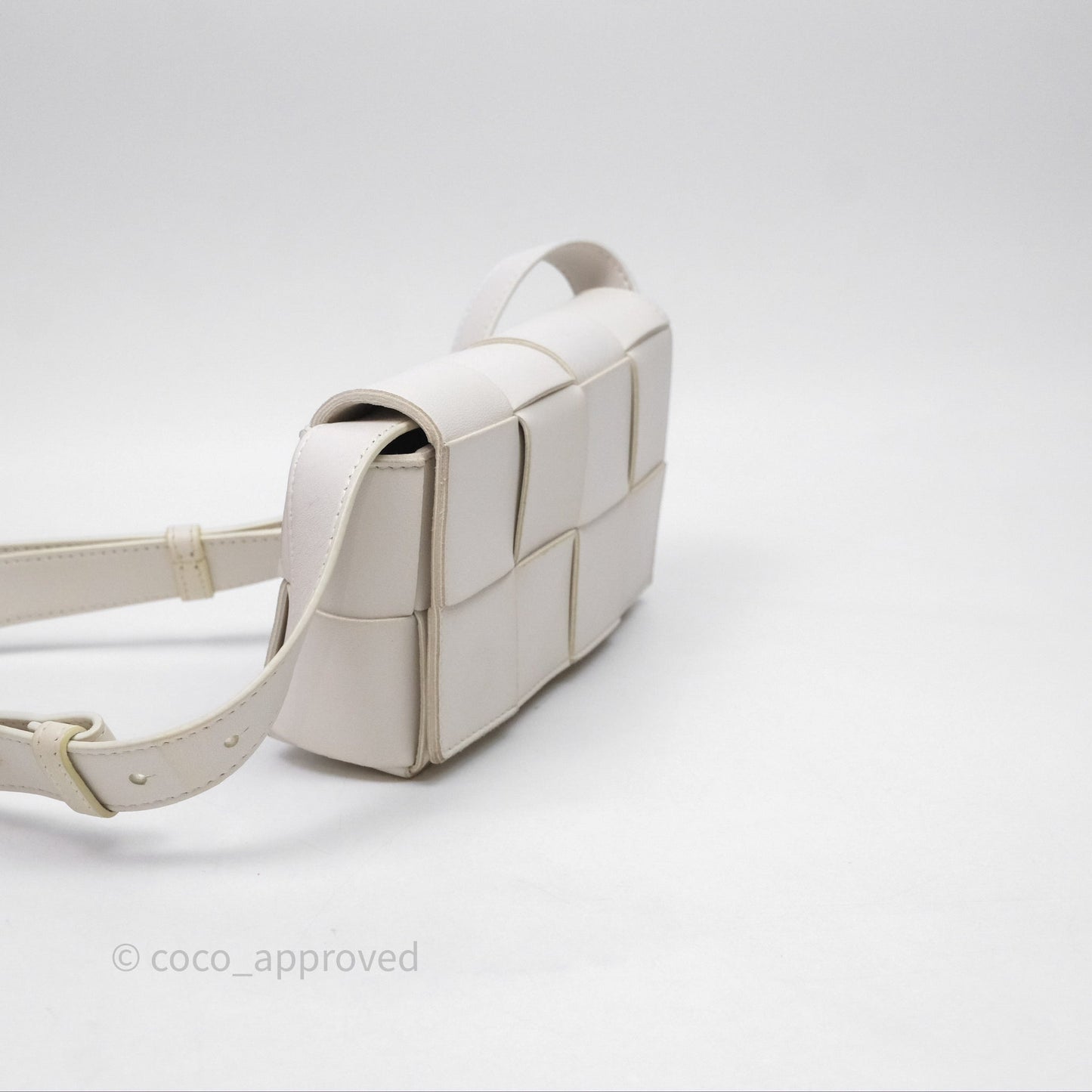 Bottega Veneta Cassette Belt Bag Intreccio White