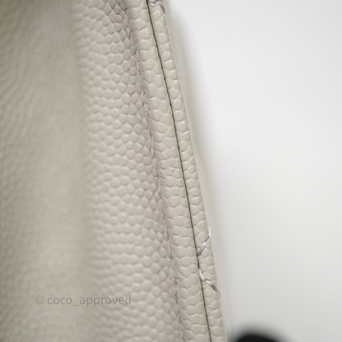 Chanel Quilted Wallet on Chain WOC Light Grey Caviar Gold Hardware 24S