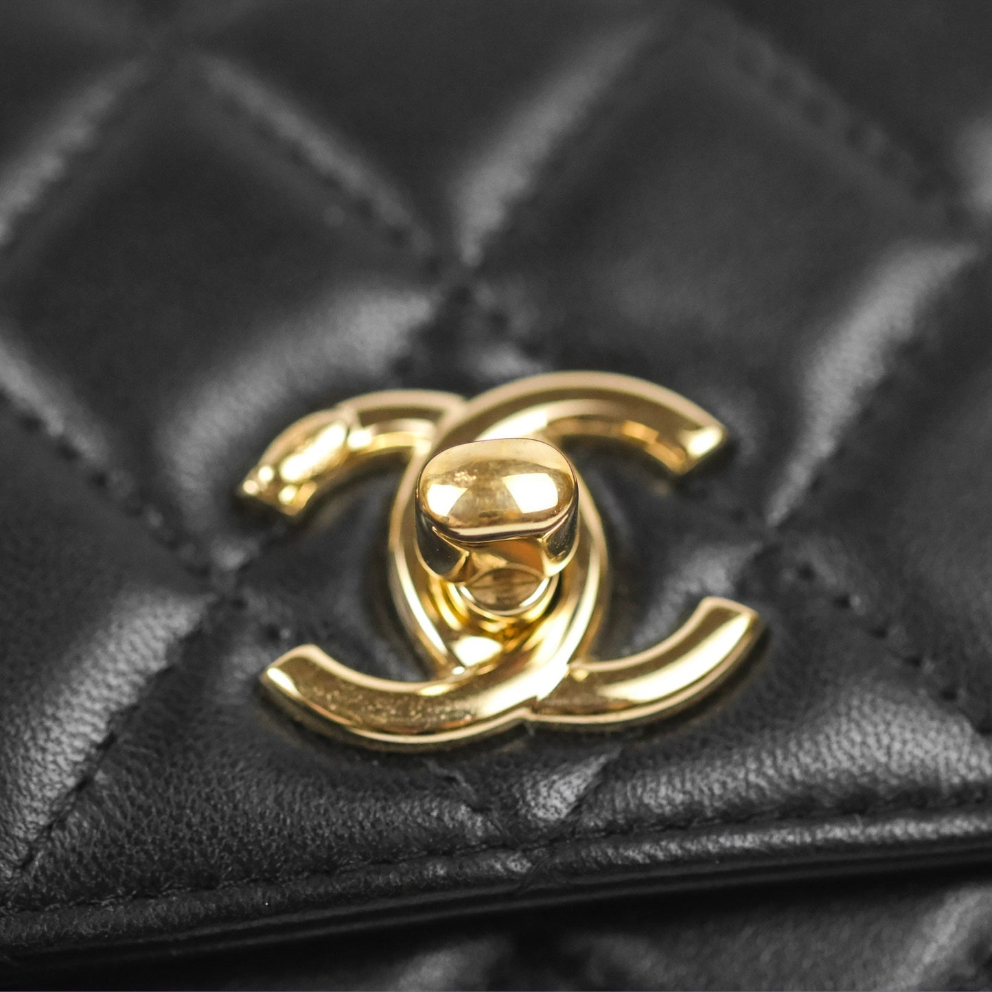 Chanel Mini Quilted Trendy CC Clutch With Chain Black Lambskin Gold Hardware