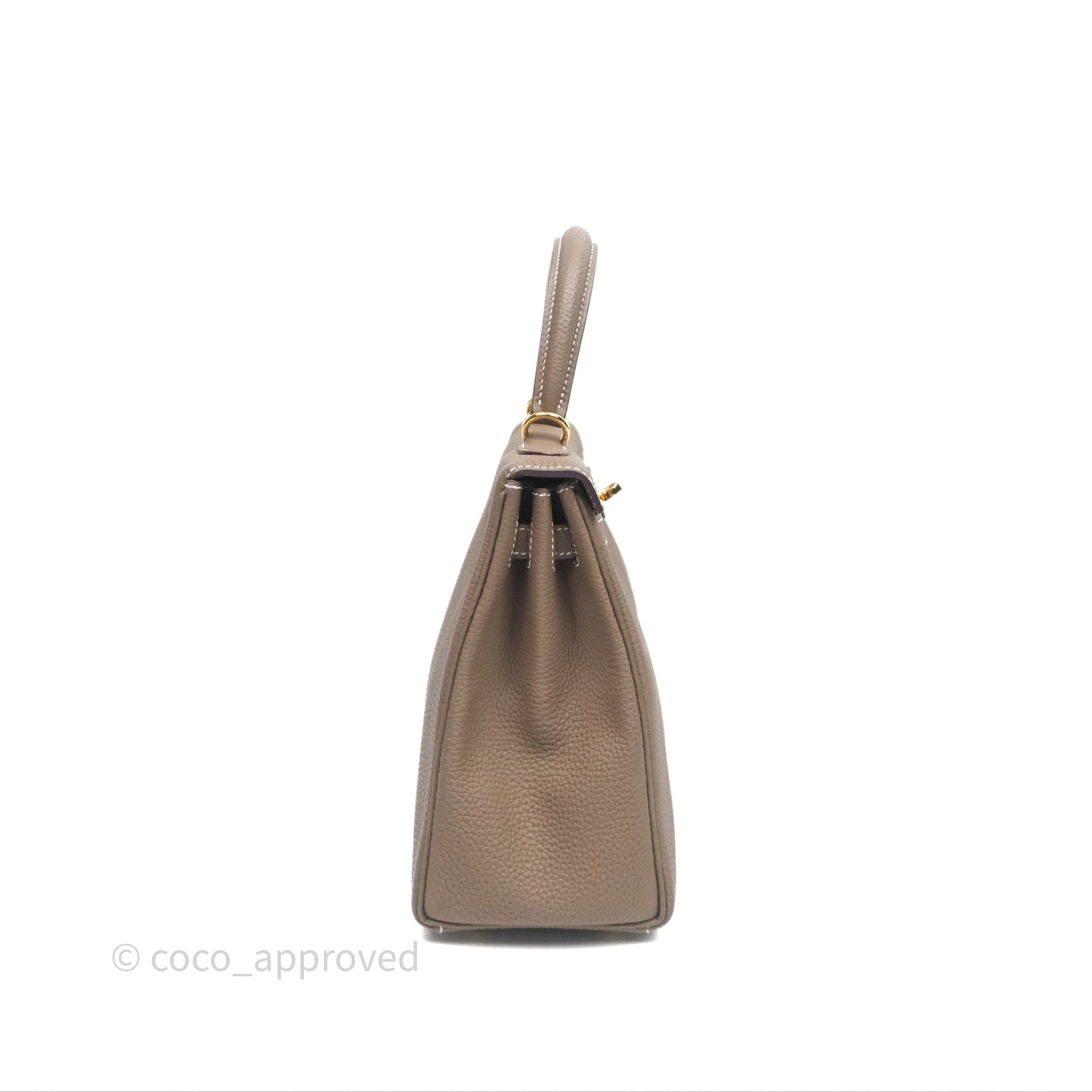 Hermès Retourne Kelly 25 Etoupe 18 Togo Gold Hardware