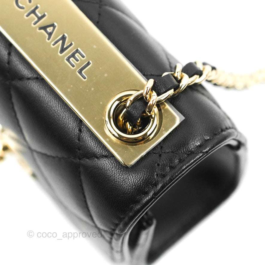 Chanel Small Quilted Trendy CC Clutch With Chain Black Lambskin Gold Hardware