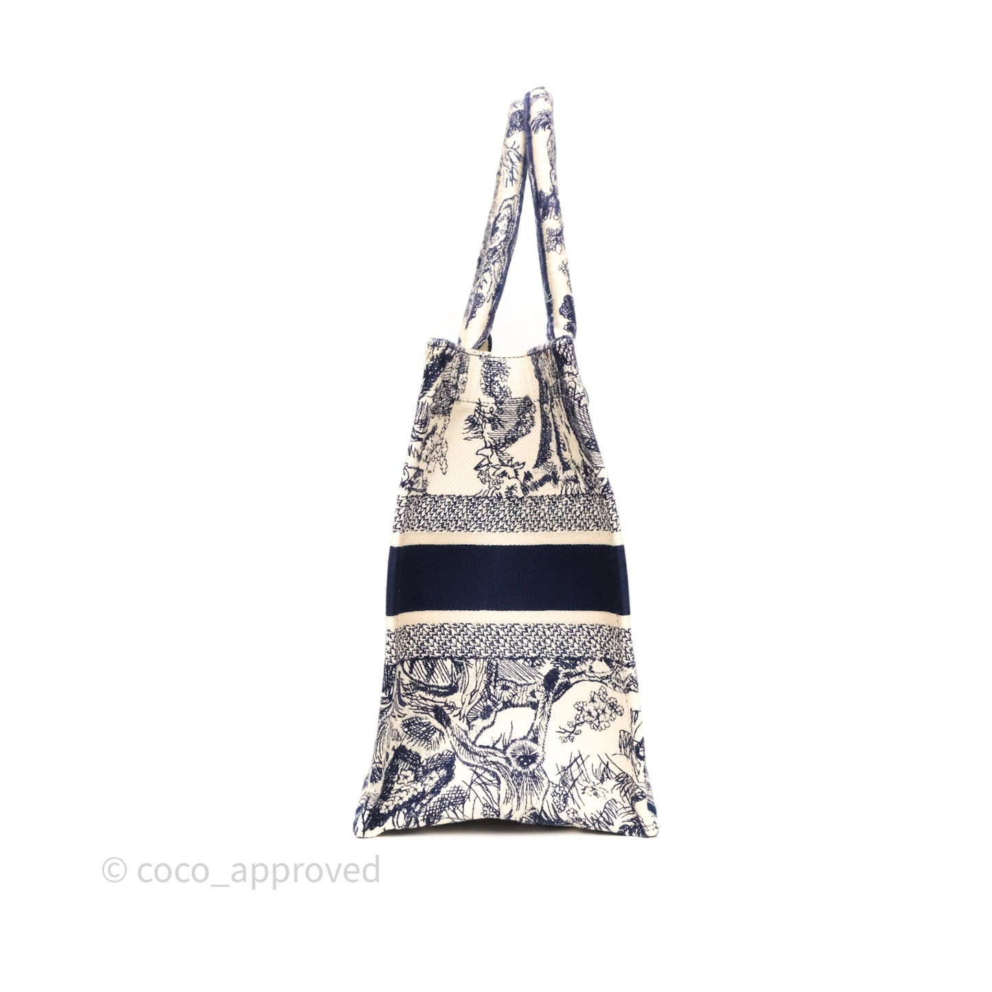 Dior Medium Book Tote White/Blue Toile De Jouy Embroidered Canvas