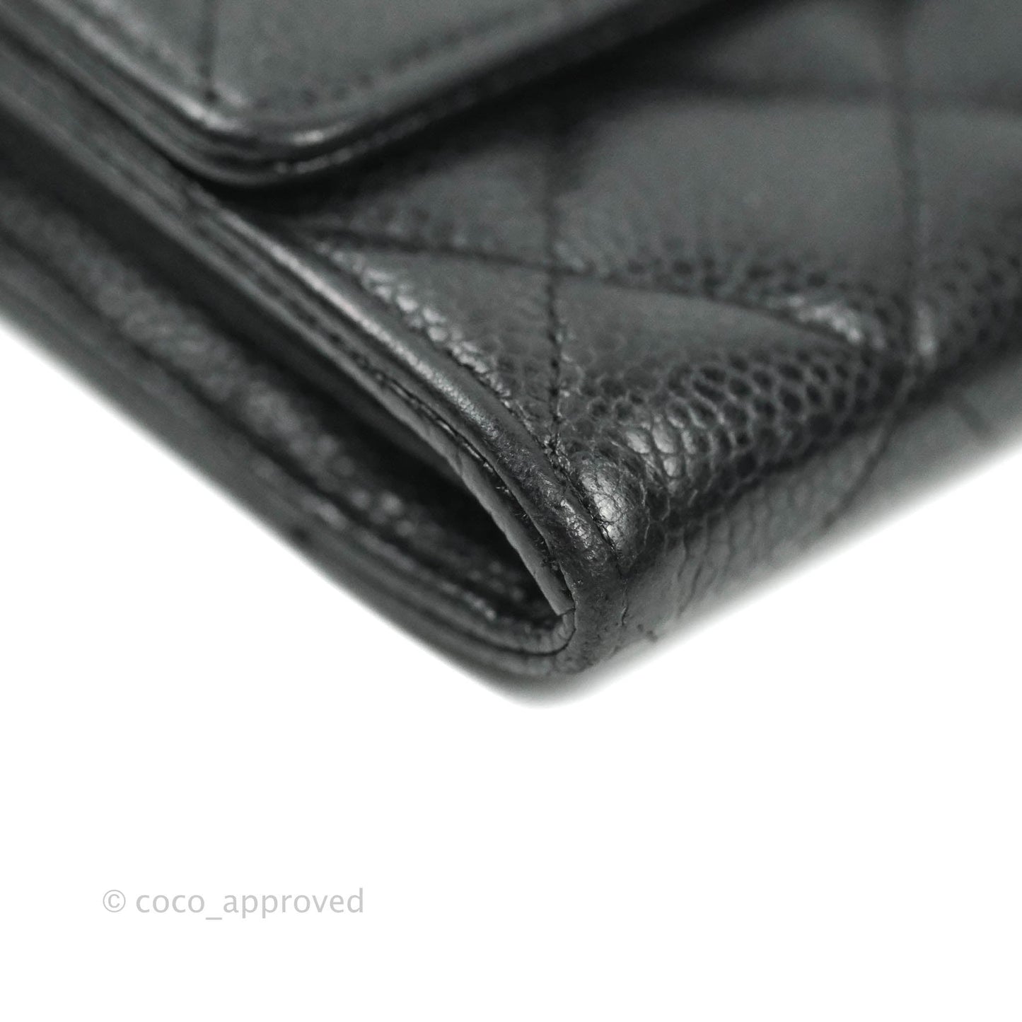 Chanel Quilted Long Wallet Black Caviar Gold Hardware