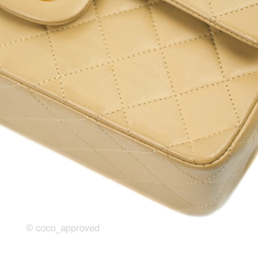 Chanel Classic Vintage Small Flap Dark Beige Lambskin 24K Gold Hardware