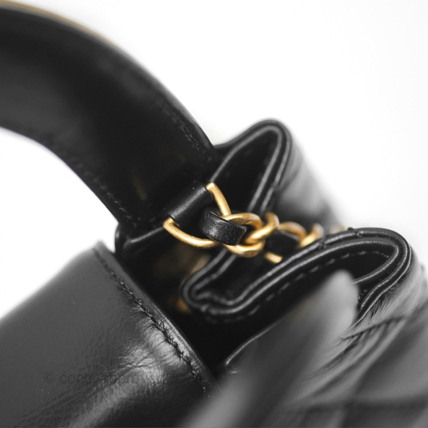Chanel Kelly Bag Quilted Black Shiny Calfskin Aged Gold Hardware