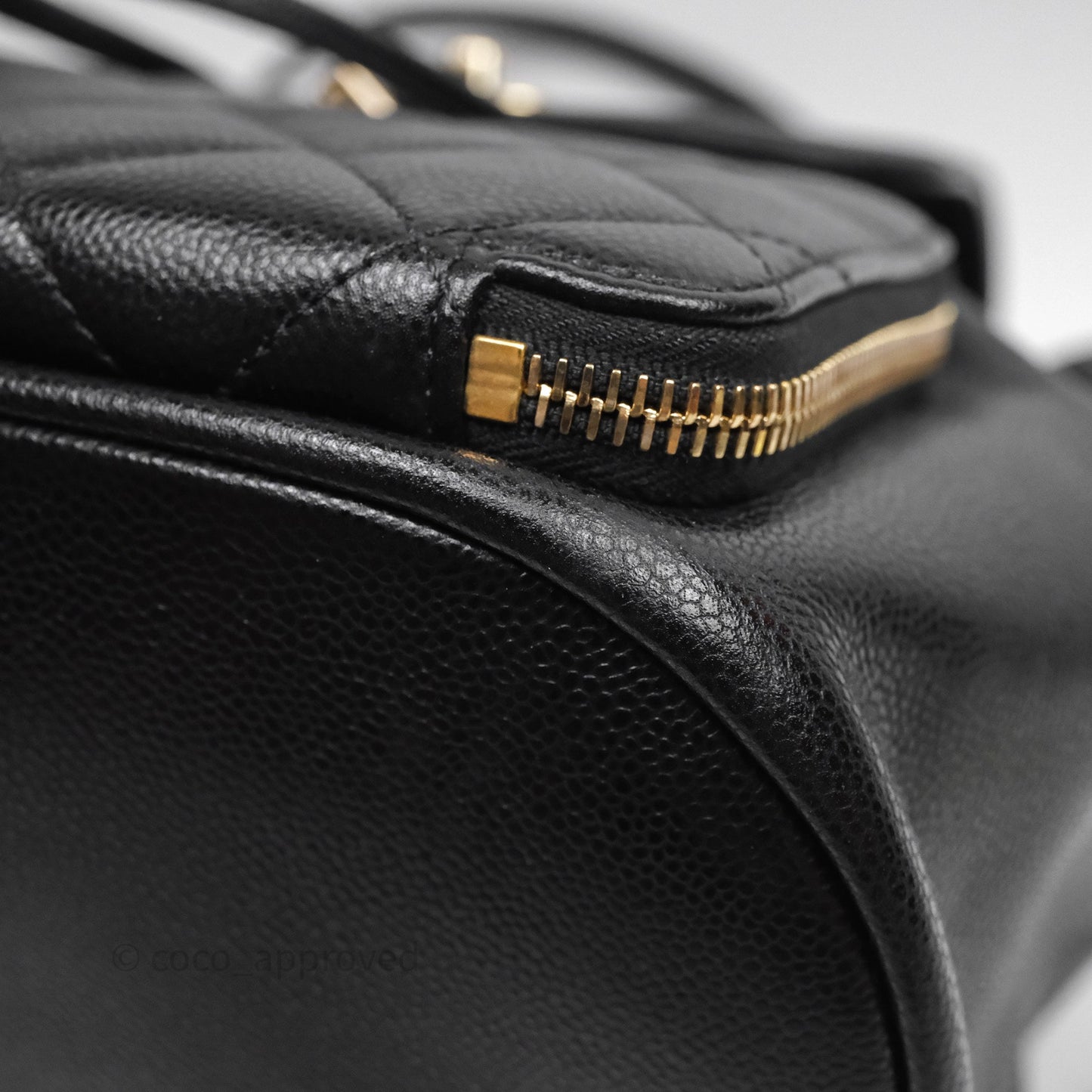 Chanel Quilted Business Affinity Backpack Black Caviar Light Gold Hardware