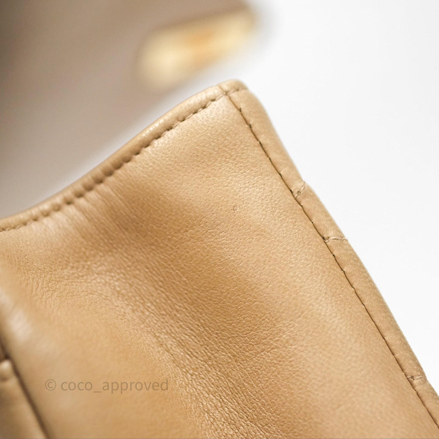Chanel Vintage Medium Flap Chevron Beige Lambskin 24K Gold Hardware