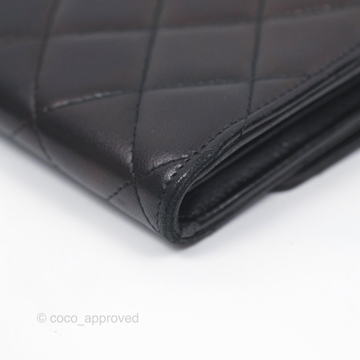 Chanel Quilted Classic Zip Long Wallet Black Lambskin Silver Hardware
