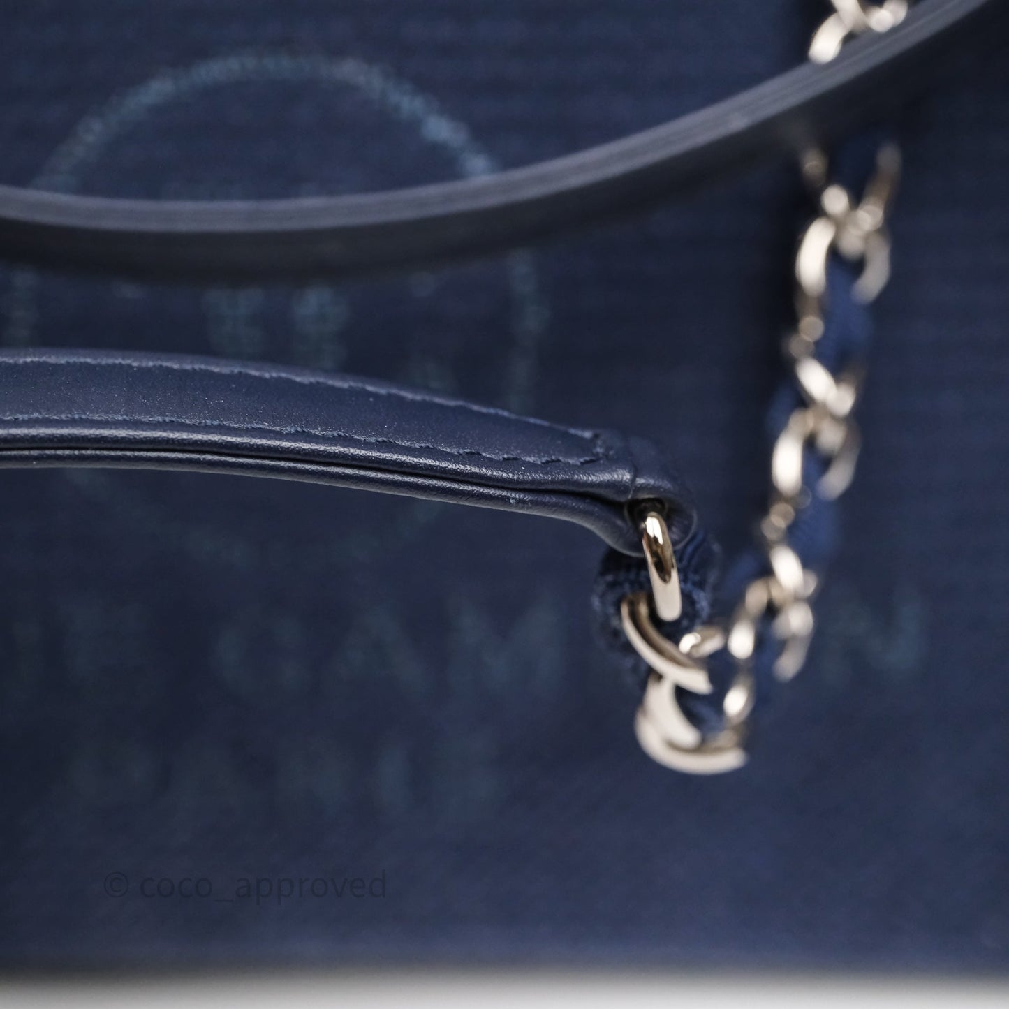 Chanel Large Deauville Navy Canvas Silver Hardware