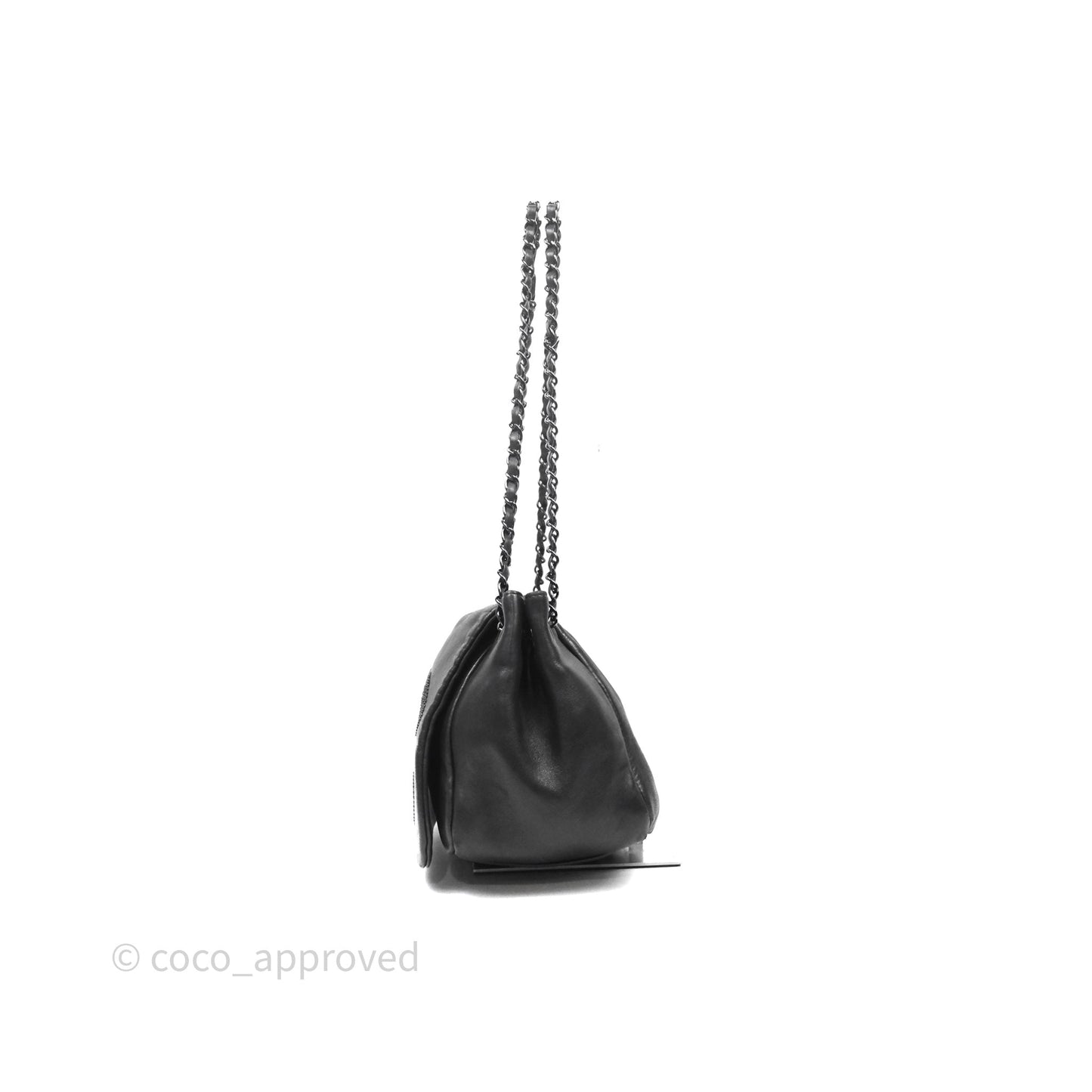 Chanel Lambskin Studded Accordion Black CC Flap Bag So Black Hardware