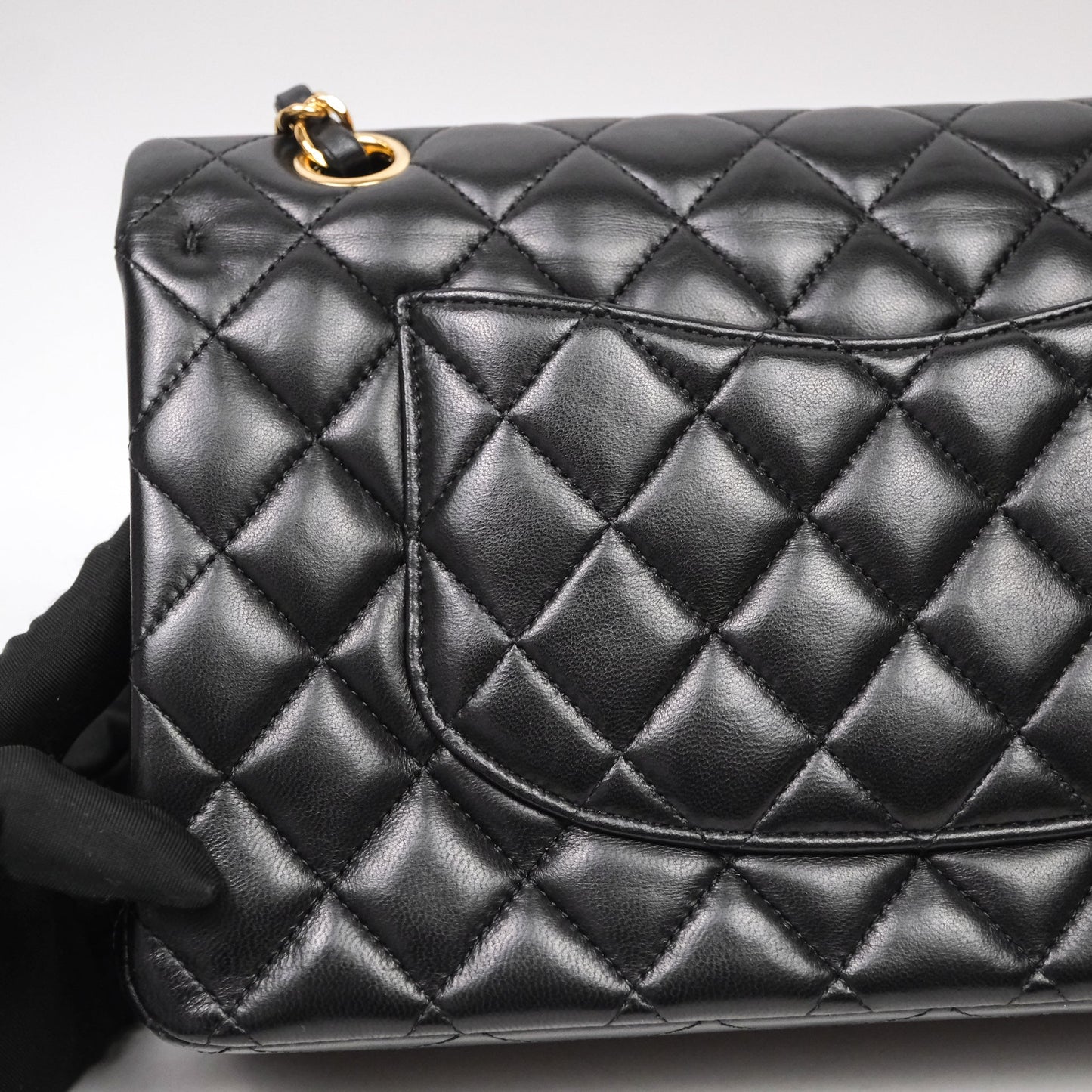 Chanel Classic M/L Medium Flap Quilted Black Lambskin Gold Hardware