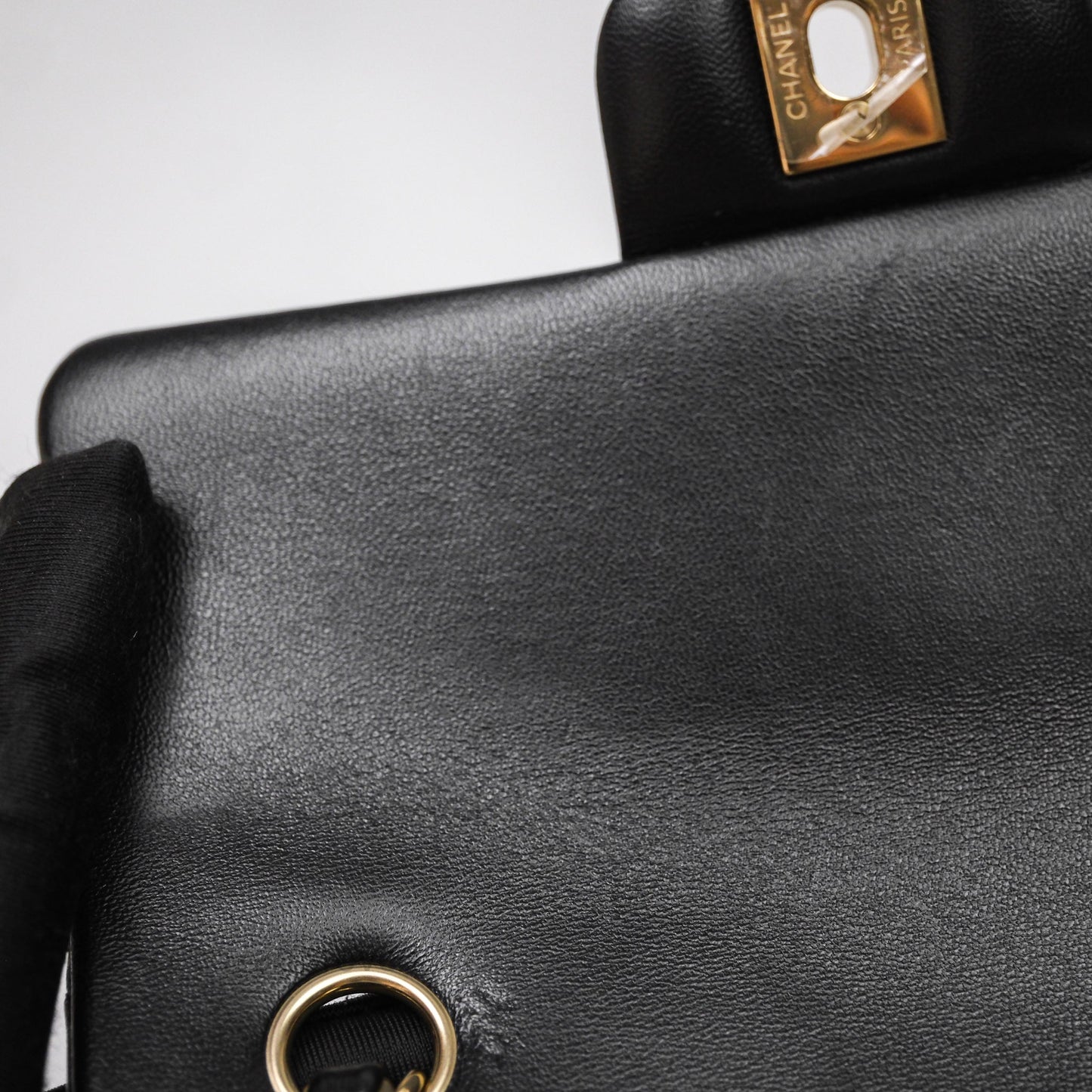 Chanel Quilted Mini Rectangular Black Lambskin Gold Hardware