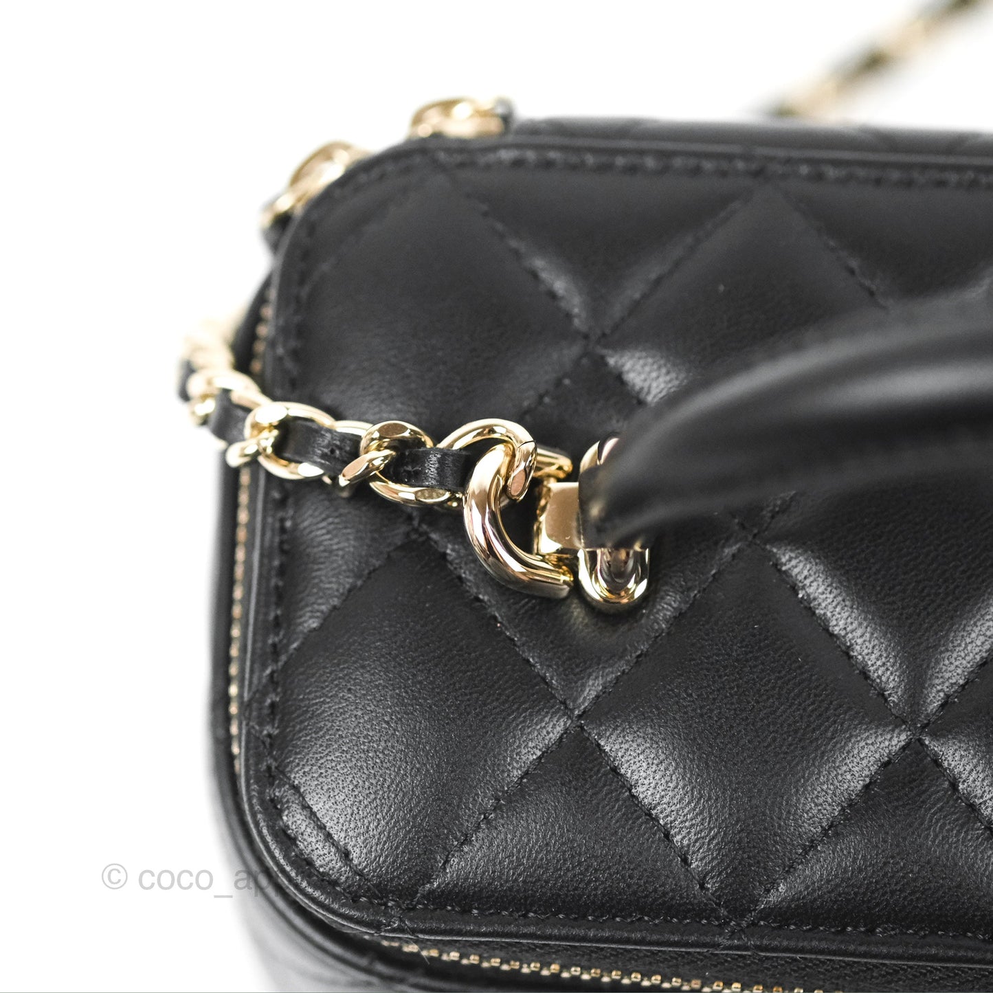Chanel Vanity Rectangular Top Handle Black Lambskin Gold Hardware