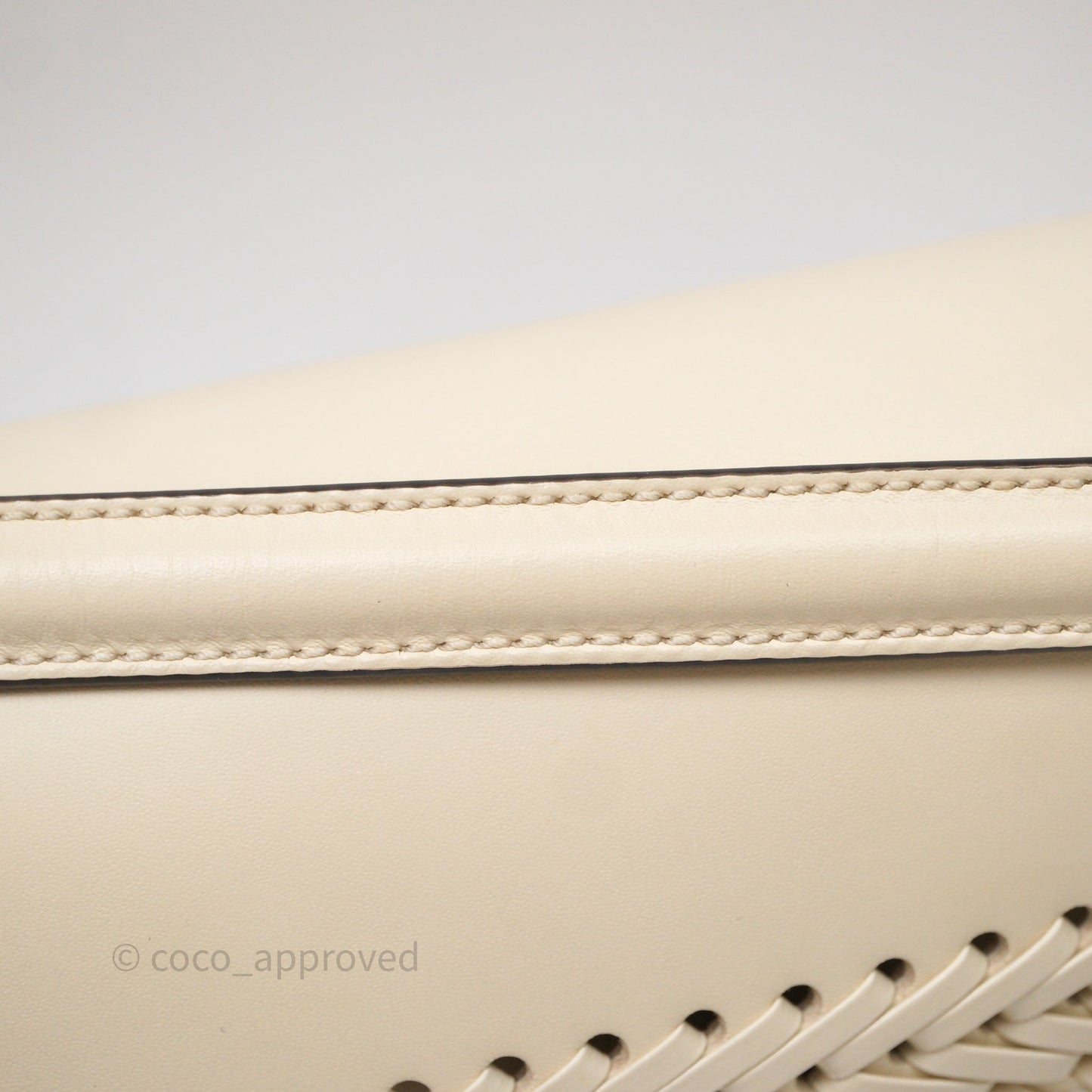 Fendi Braided Leather Baguette Bag Ivory Gold Hardware