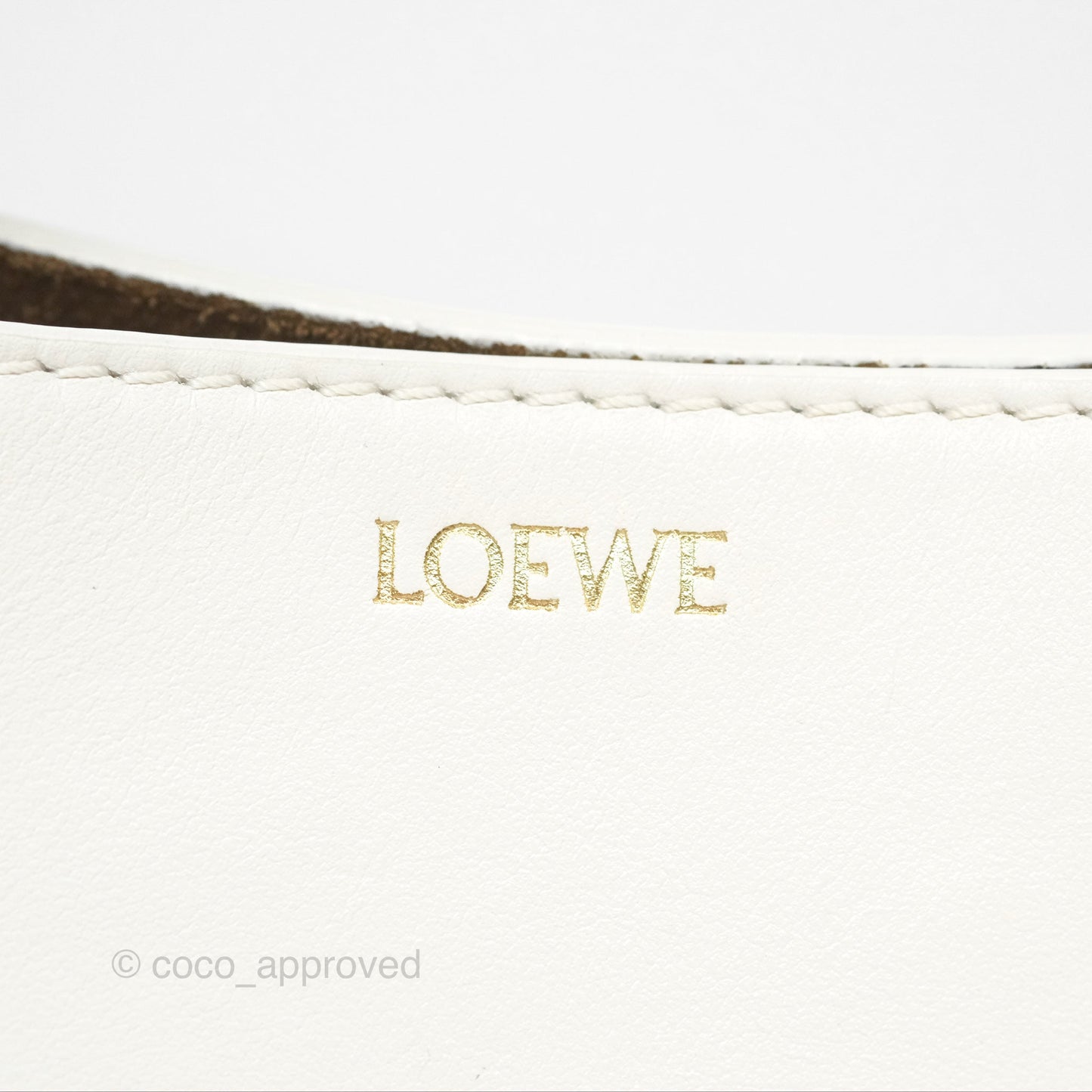 Loewe Mini Puzzle Fold Tote In Shiny Calfskin Soft White/ Paper Craft