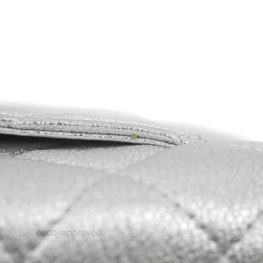 Chanel Quilted Wallet on Chain WOC Silver Lambskin Silver Hardware