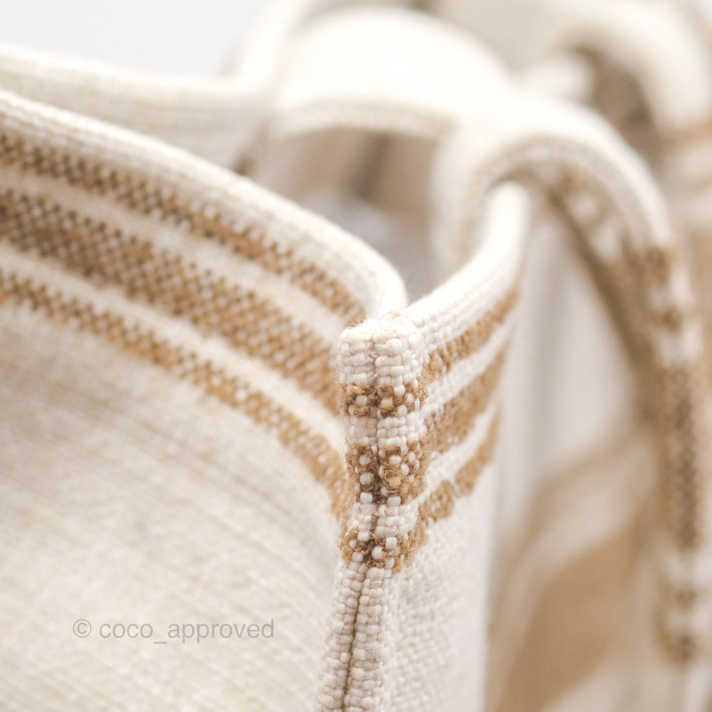 Celine Large Cabas Thais In Striped Textile Tobacco/Tan