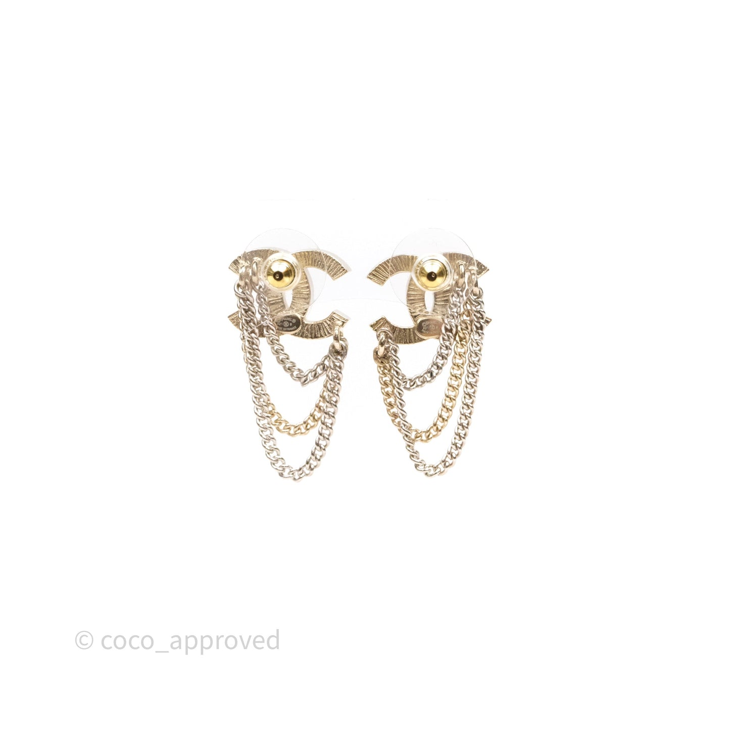 Chanel Crystal CC Chain Pendant Earrings 21B