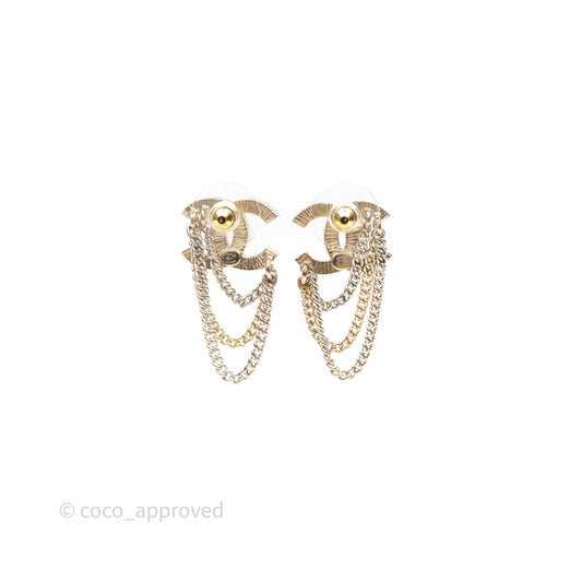 Chanel Crystal CC Chain Pendant Earrings 21B