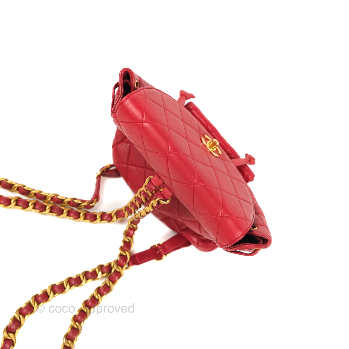 Chanel Vintage CC Duma Backpack Red Lambskin 24K Gold Hardware