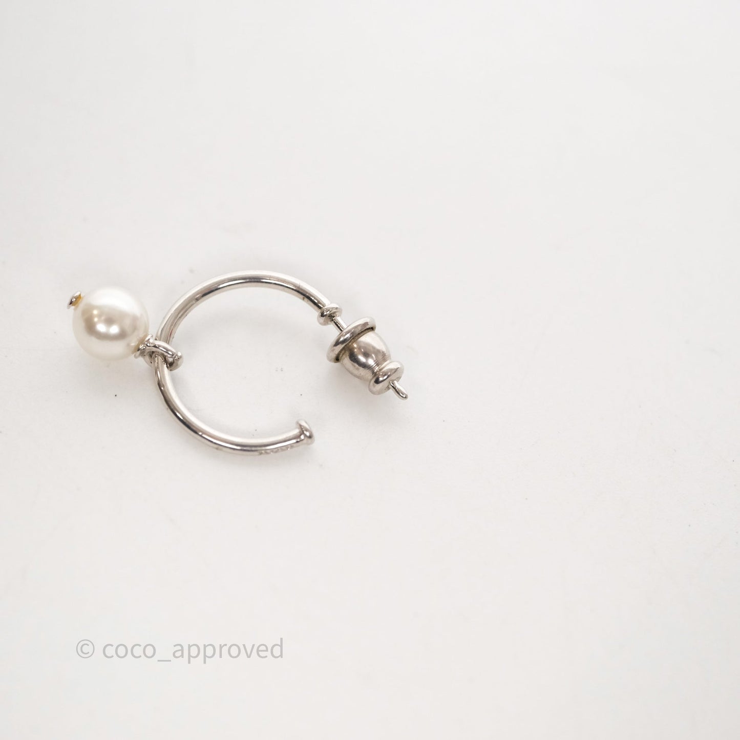 Christian Dior Crystal Pearl Drop Petit CD Earrings Silver Tone