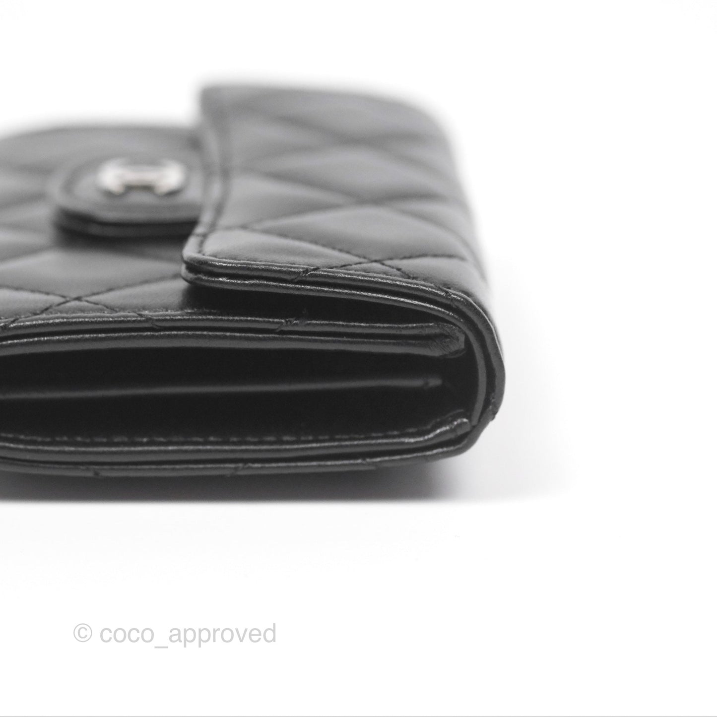 Chanel Classic Flap Coin Purse Black Lambskin Silver Hardware