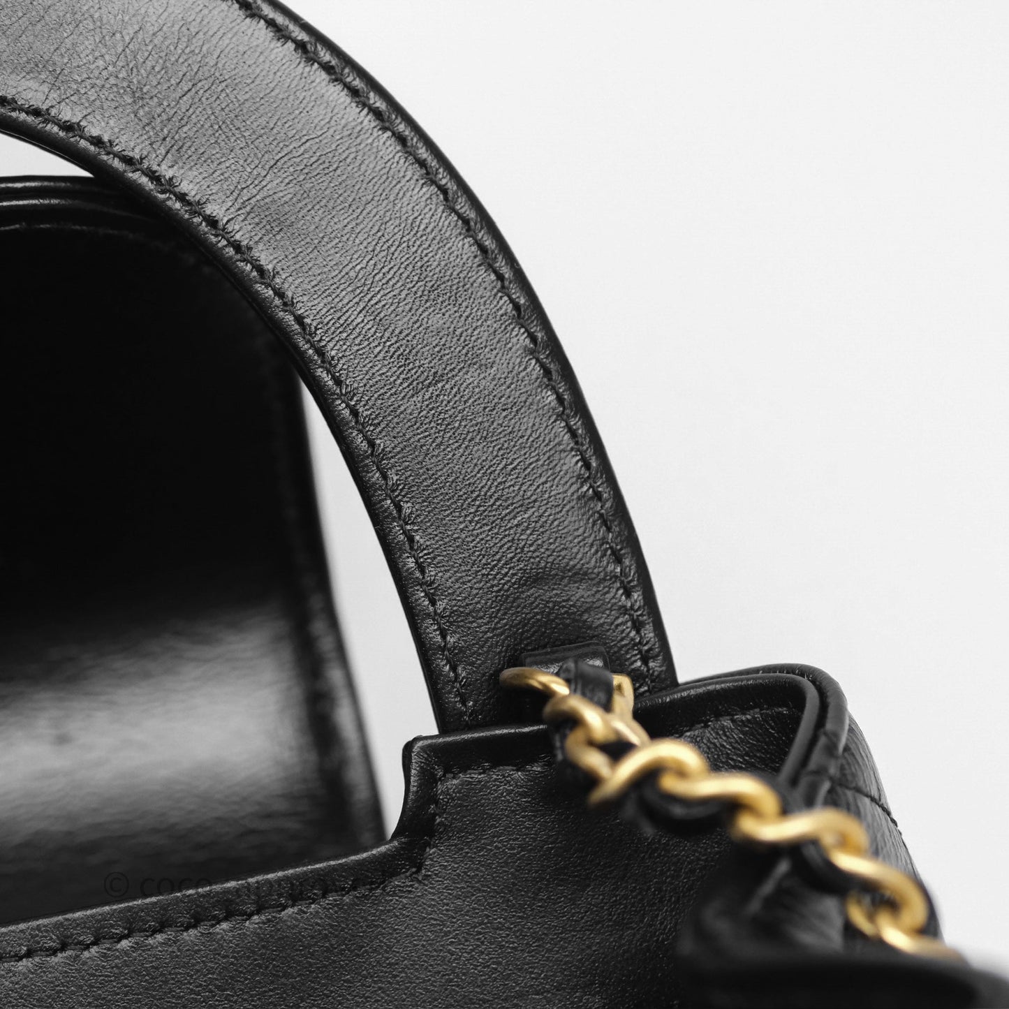 Chanel Kelly Bag Quilted Black Shiny Crumpled Calfskin Aged Gold Hardware