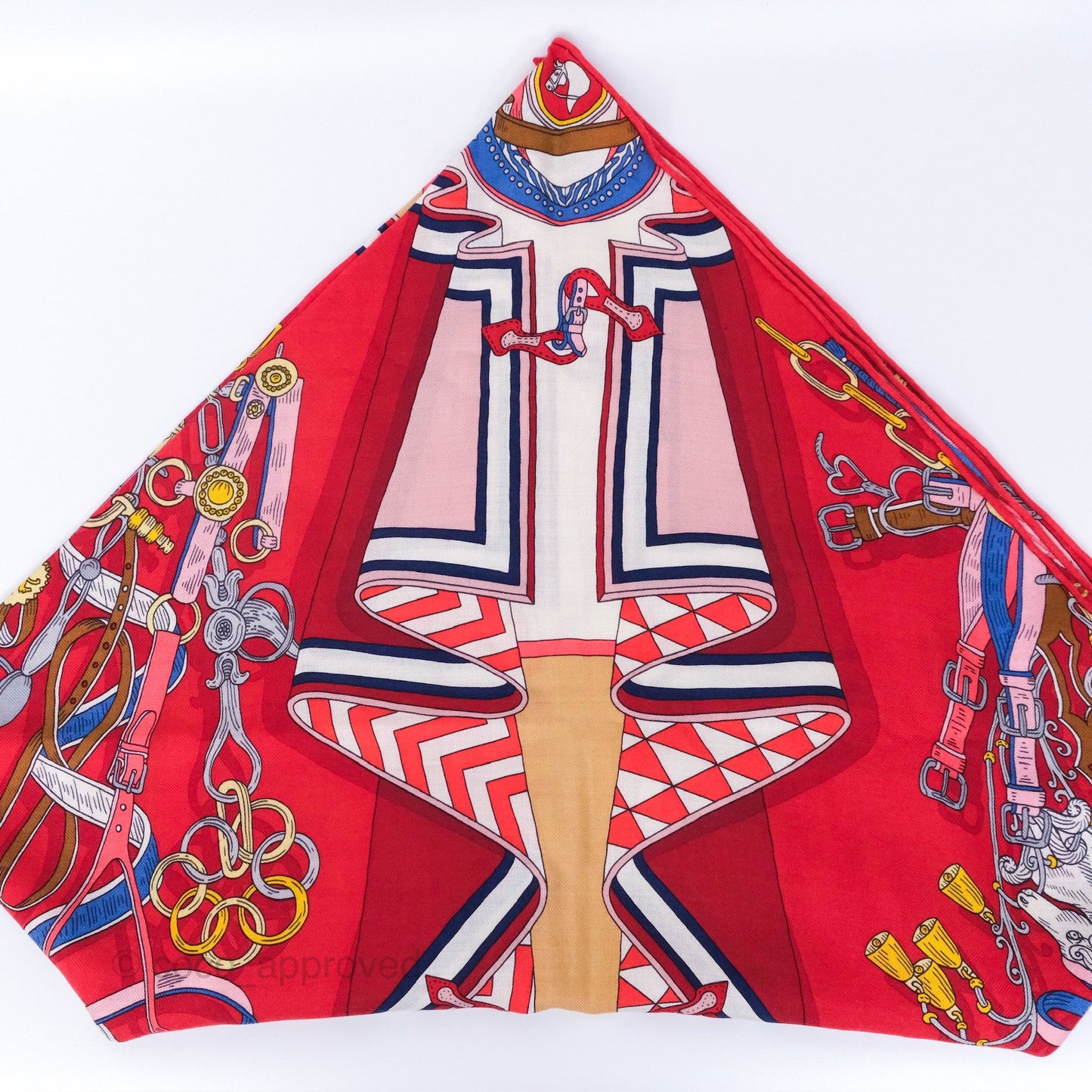 Hermes Giant Triangle Scarf Cashmere Silk Red