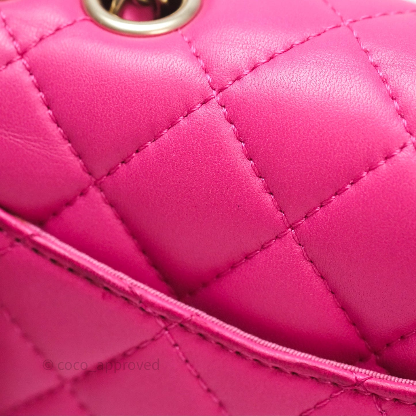 Chanel Quilted Mini Mademoiselle Chic Flap Dark Pink Lambskin Aged Gold Hardware