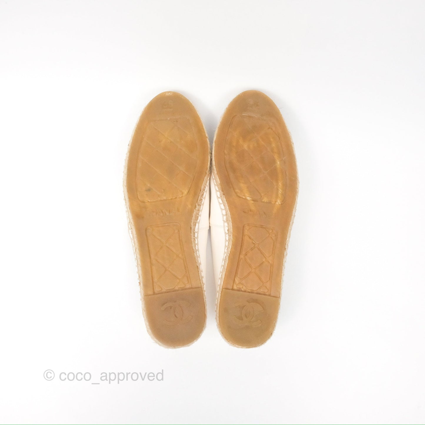 Chanel Leather Espadrilles White/ Black Size 38