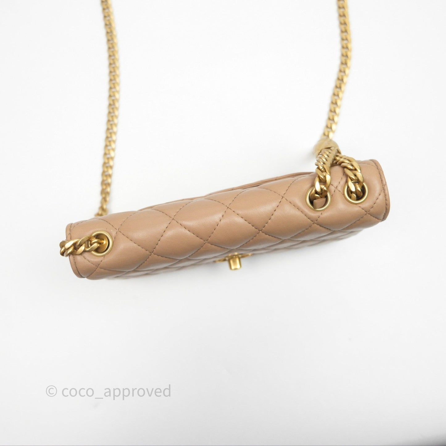 Chanel All Slide Wallet on Chain WOC Adjustable Chain Quilted Beige Lambskin