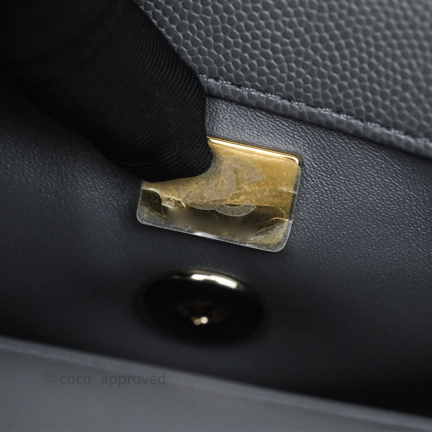 Chanel Small Coco Handle Quilted Grey Caviar Gold Hardware 23K